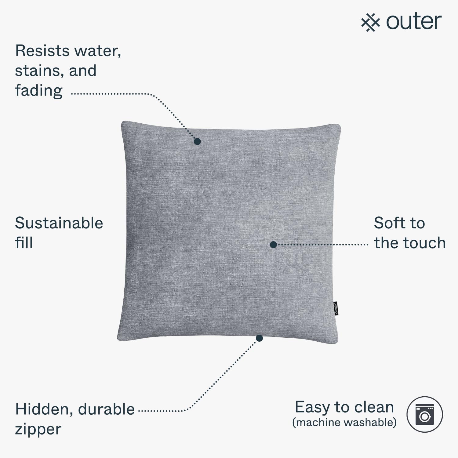 Outer Outdoor Throw Pillow with OuterWeave Fabric 1