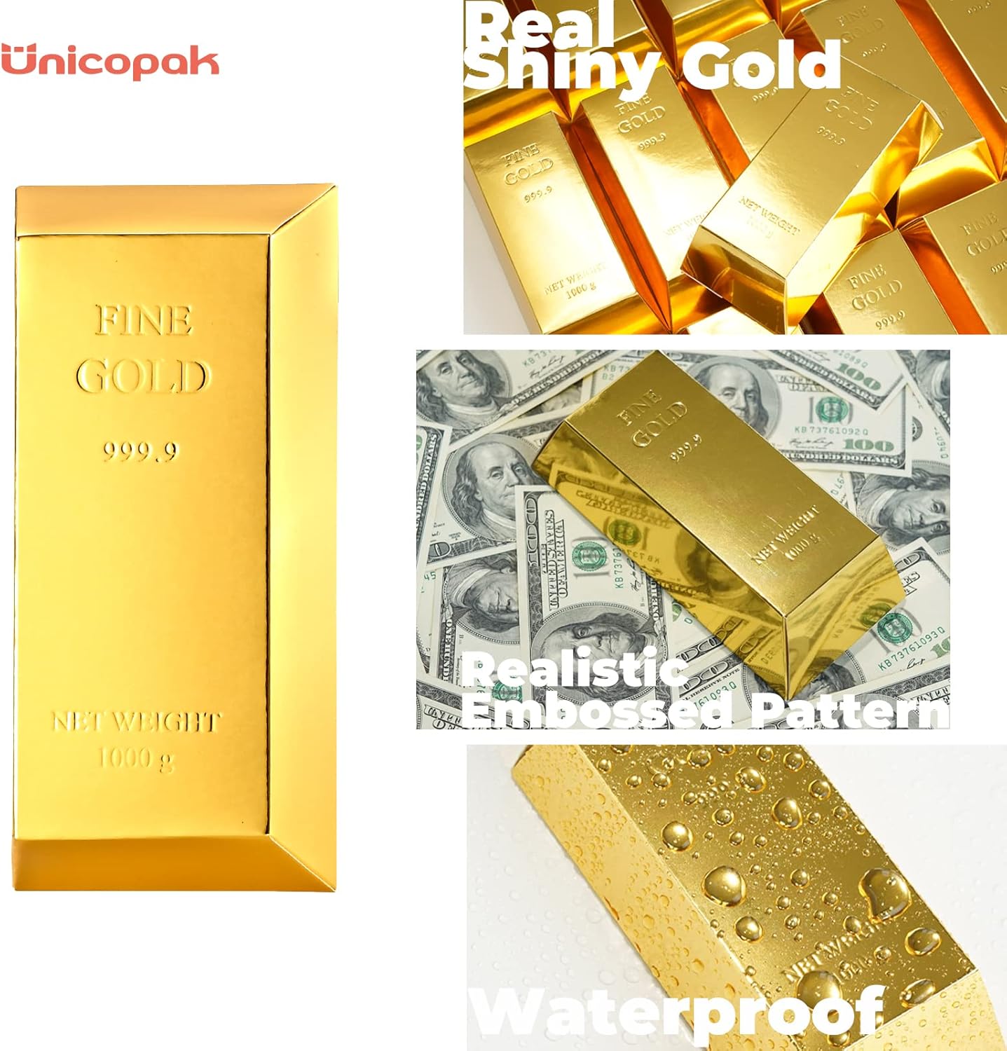 UnicoPak 30 Gold Bar Party Favor Boxes
