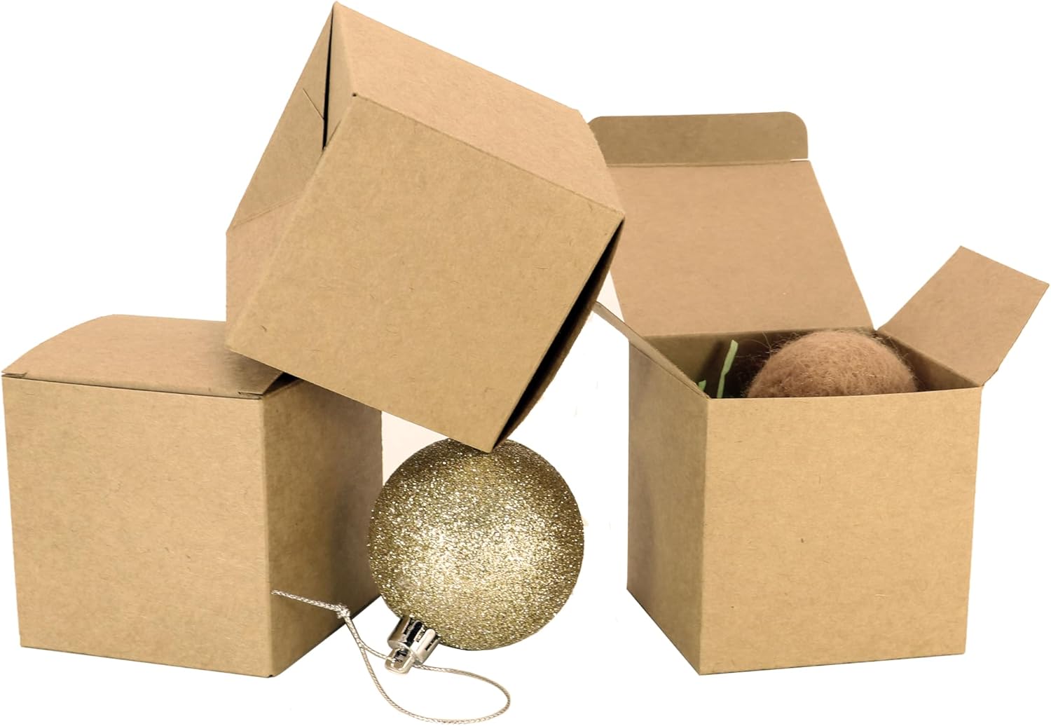 25 Pcs Brown Paper Gift Boxes 3x3x3 Inch Set