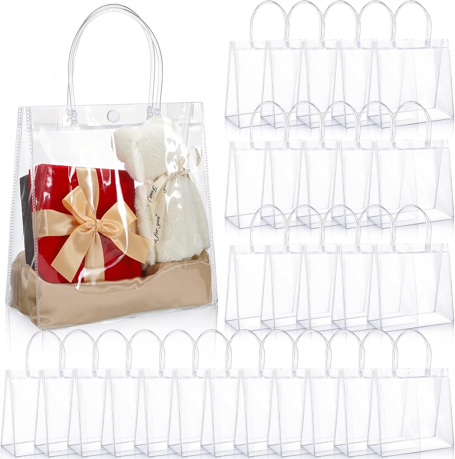 Saintrygo 80 Pcs Clear Plastic Gift Bags with Handles