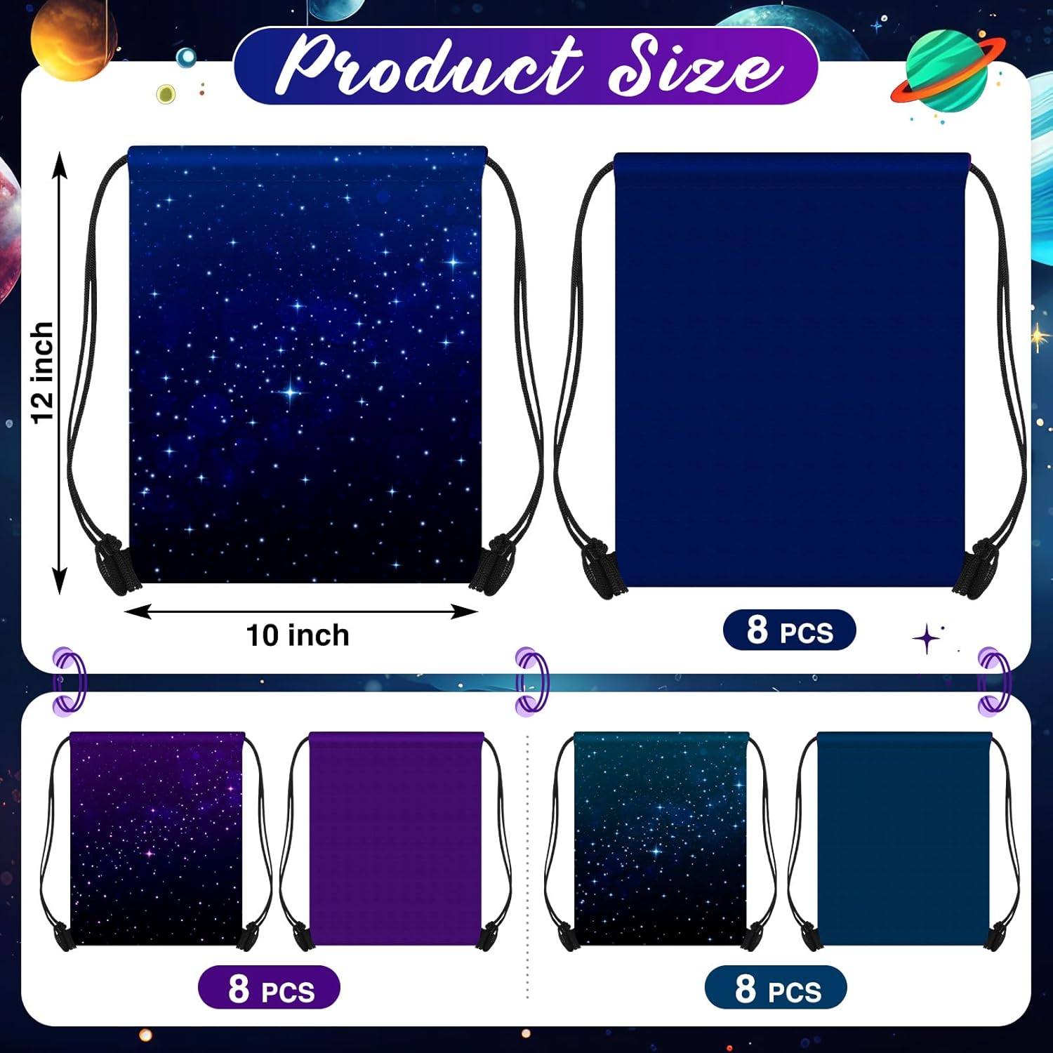 Censen 24 Pcs Starry Sky Drawstring Bags Set