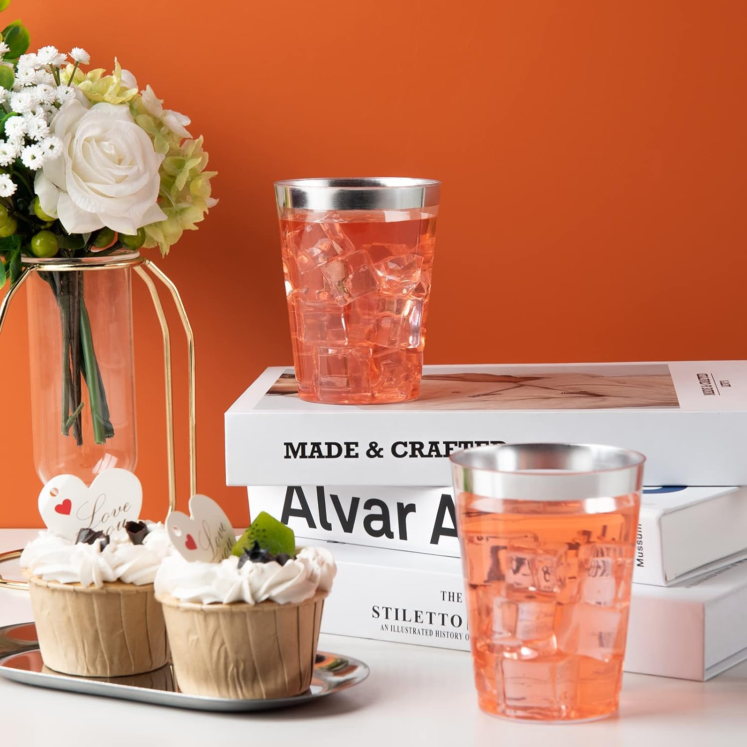 200pcs Silver Disposable Plastic Cups 10 oz