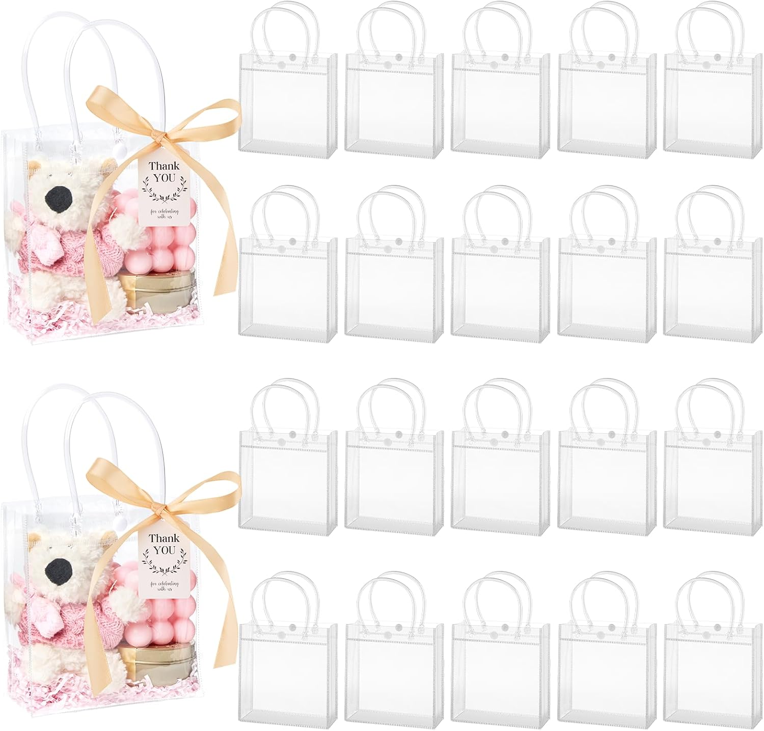 Mauproy 30 Pack Clear Gift Bags with Handles