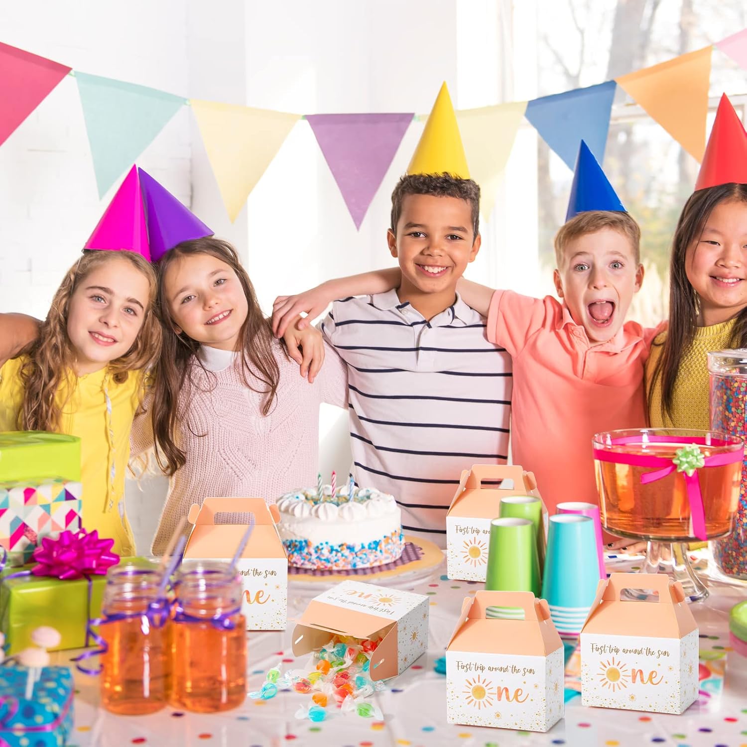 24 Piece First Birthday Treat Box Set with Handles