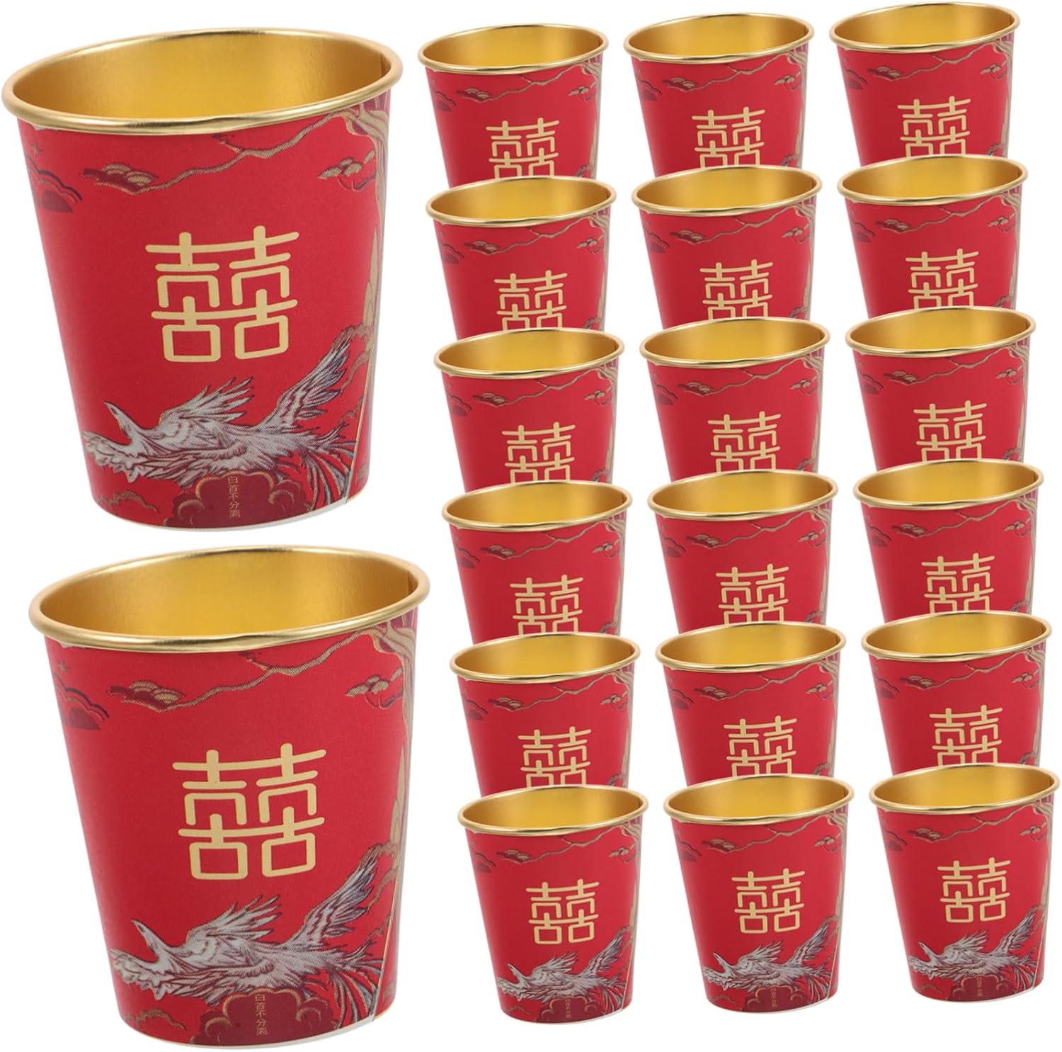 50pcs Gold Disposable Tea Cups for Bridal Shower and Wedding Reception