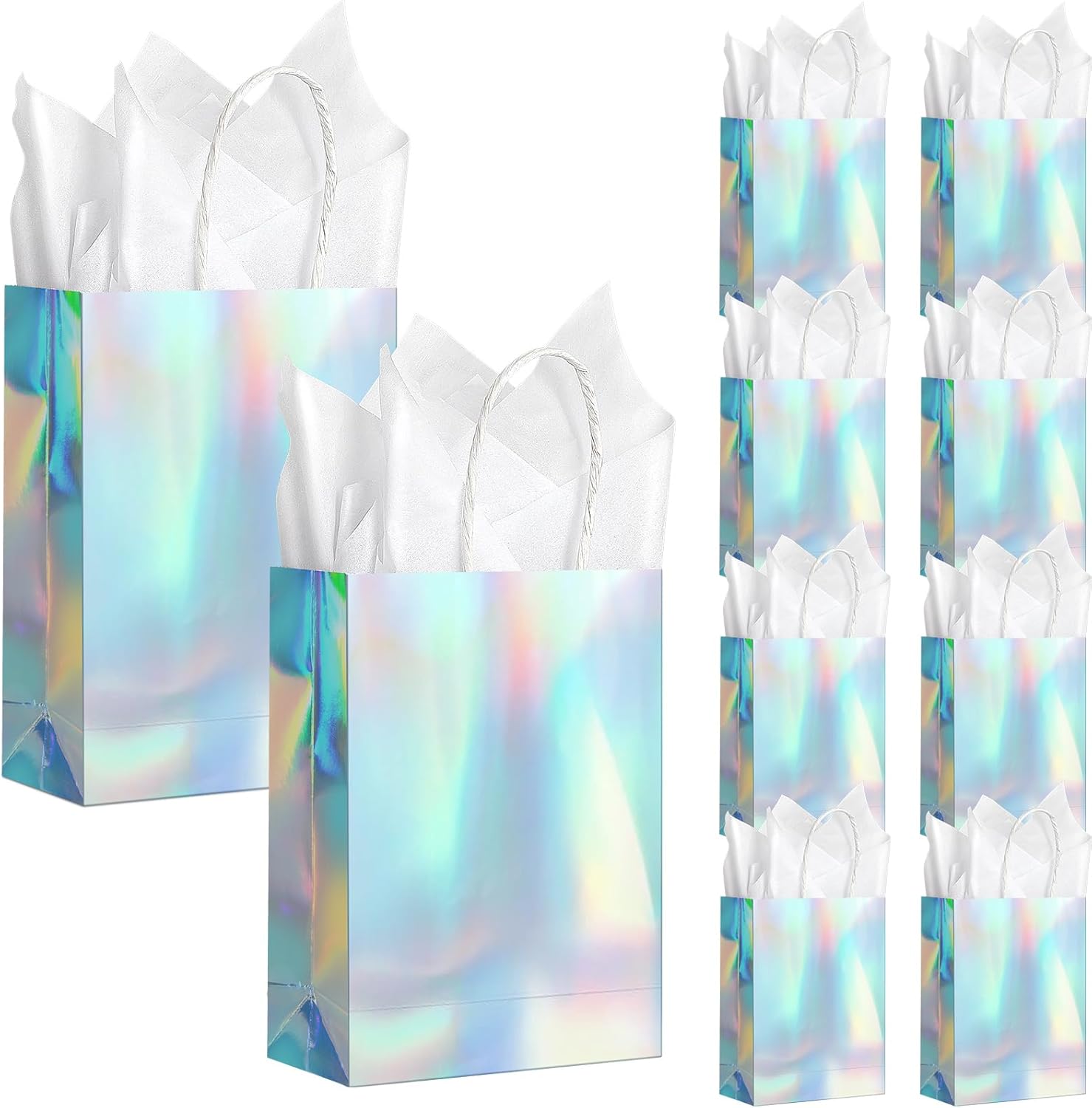 24 Pcs Iridescent Gift Bags with Handles