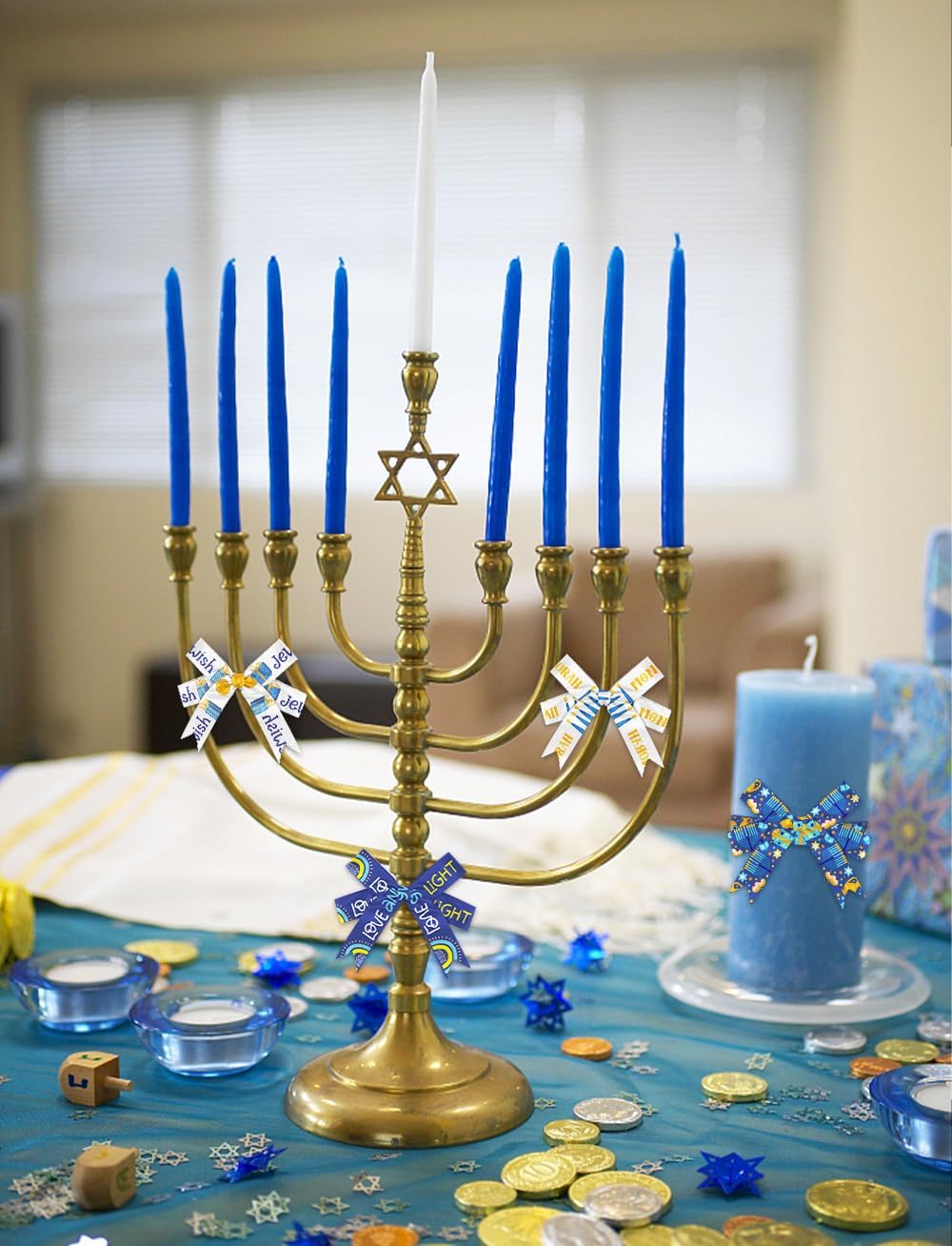 ALIBBON Hanukkah Grosgrain Ribbons 6 Rolls 30 Yards