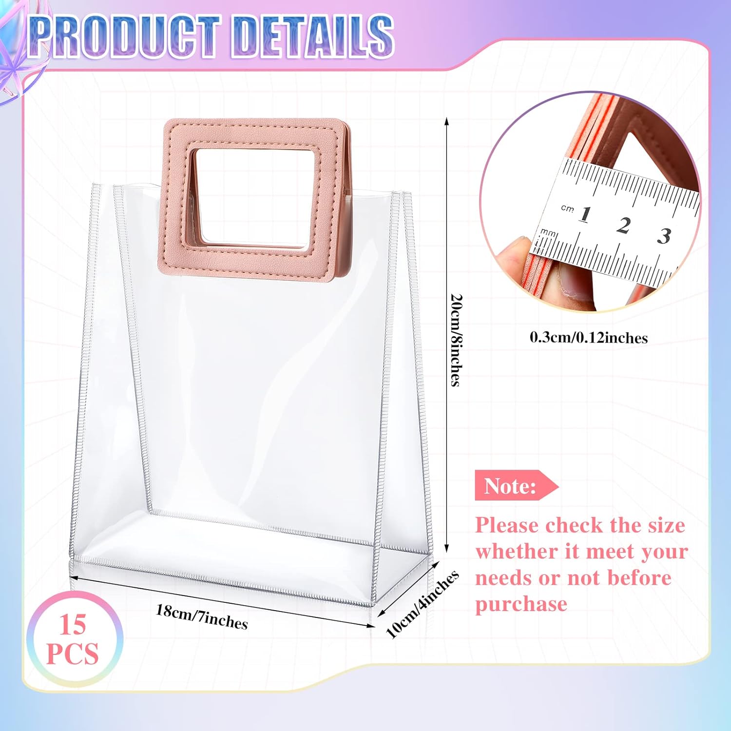 15 Pack Clear Gift Bags with Handles for Events