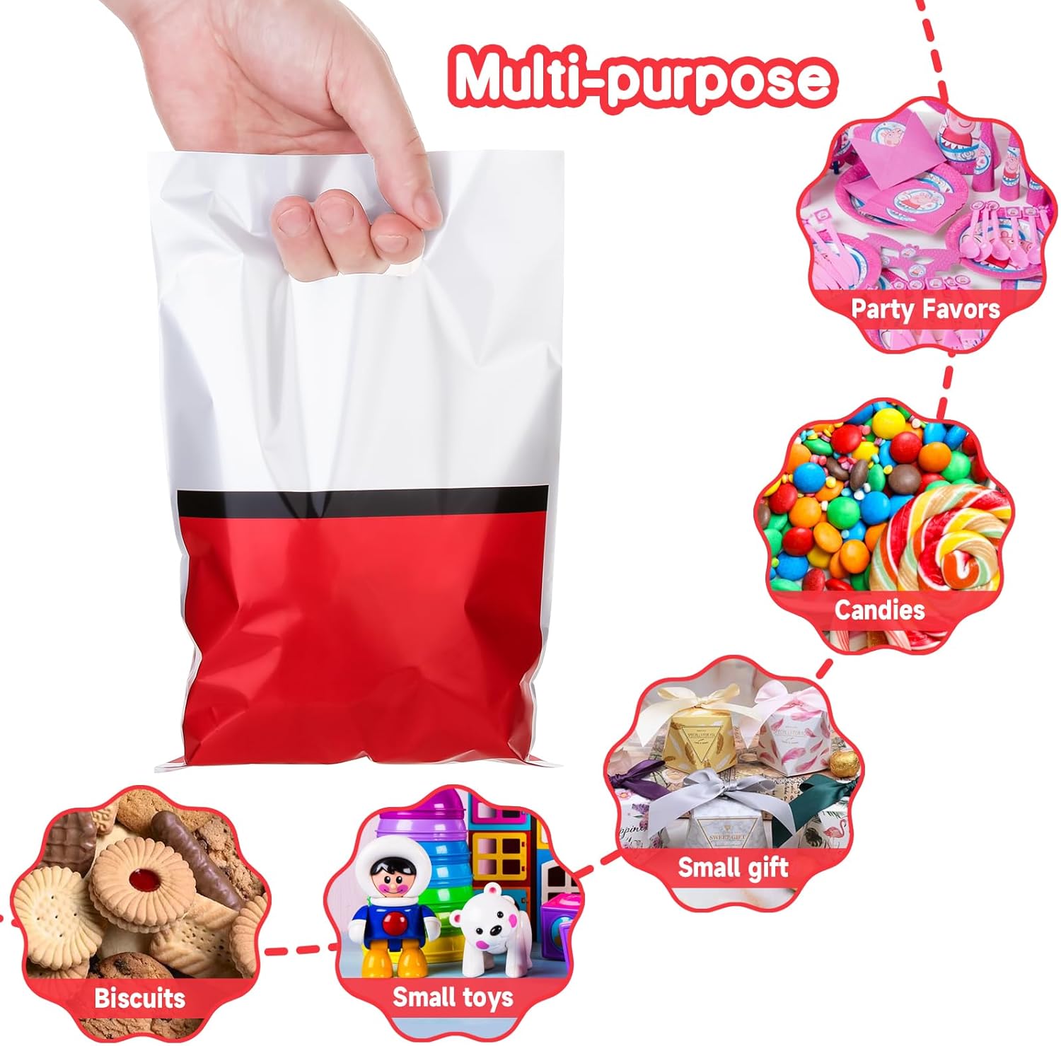 ADARRO 40PCS Red and White Cartoon Gift Bags for Birthday Parties