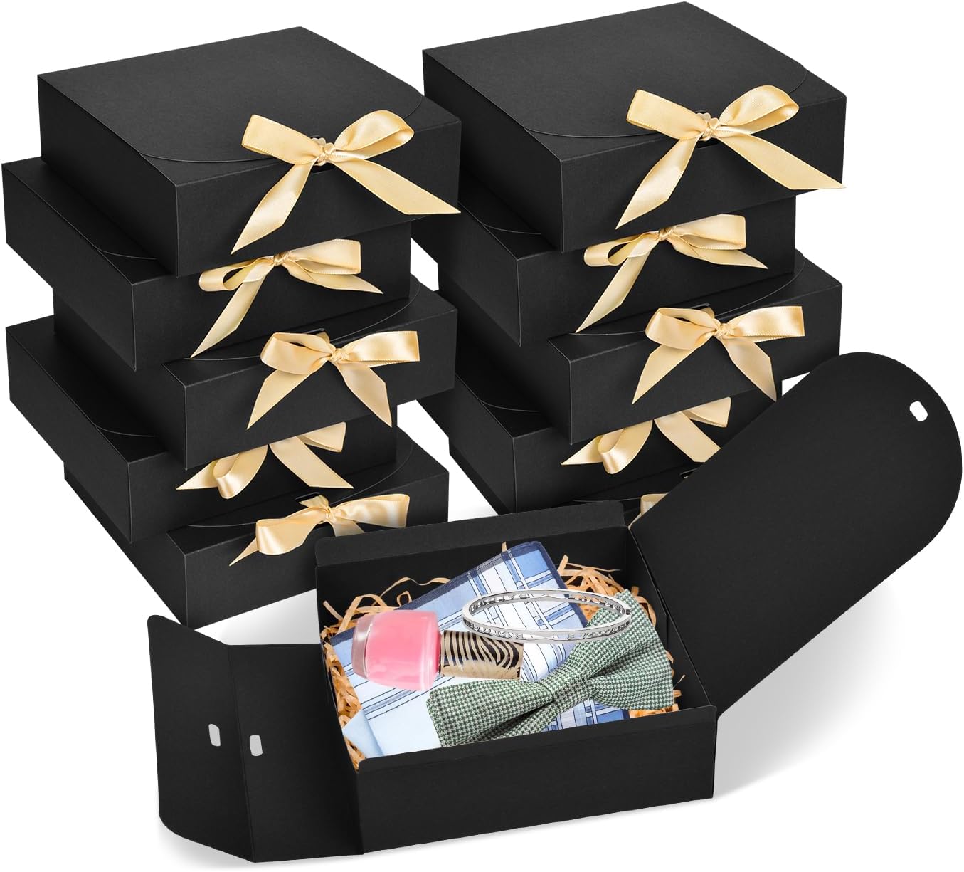 10 Pack Black Gift Boxes with Lids for Presents