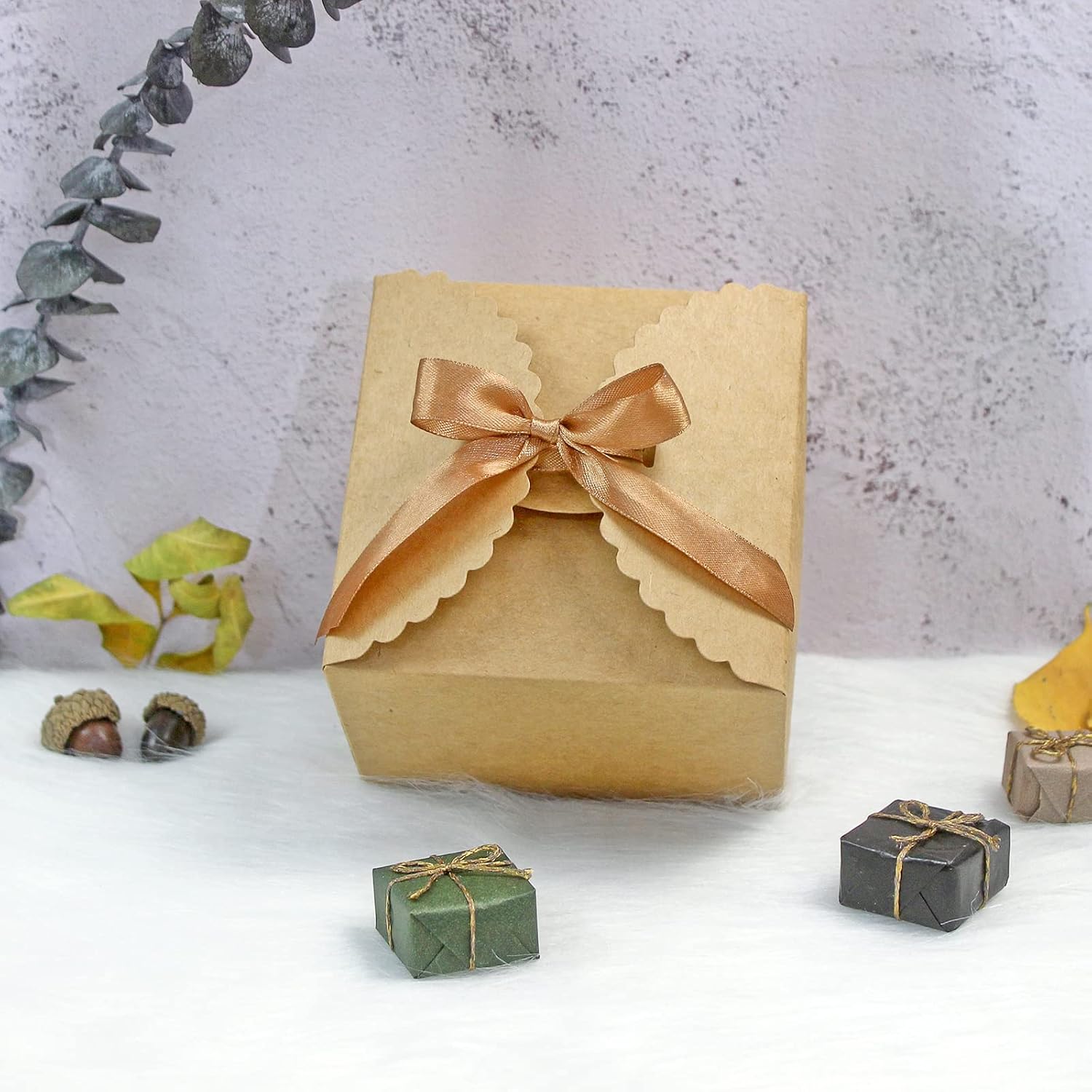 Brown Kraft Gift Box 10 Pack with Ribbon