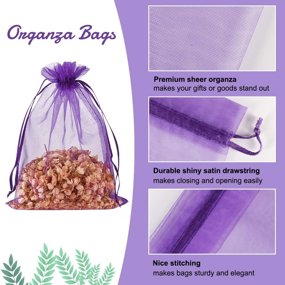 HRX Package 100pcs Purple Organza Gift Bags