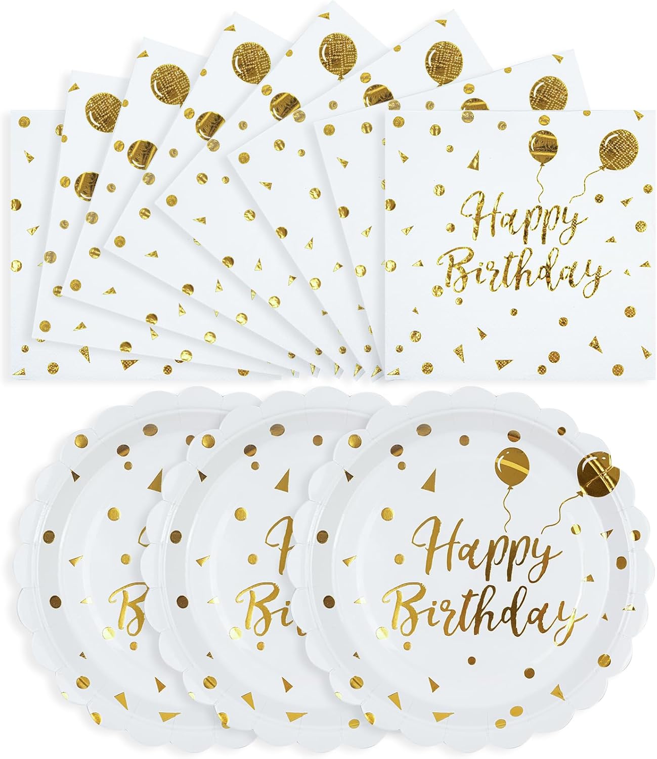 50PCS Happy Birthday Party Plates and Napkins Set
