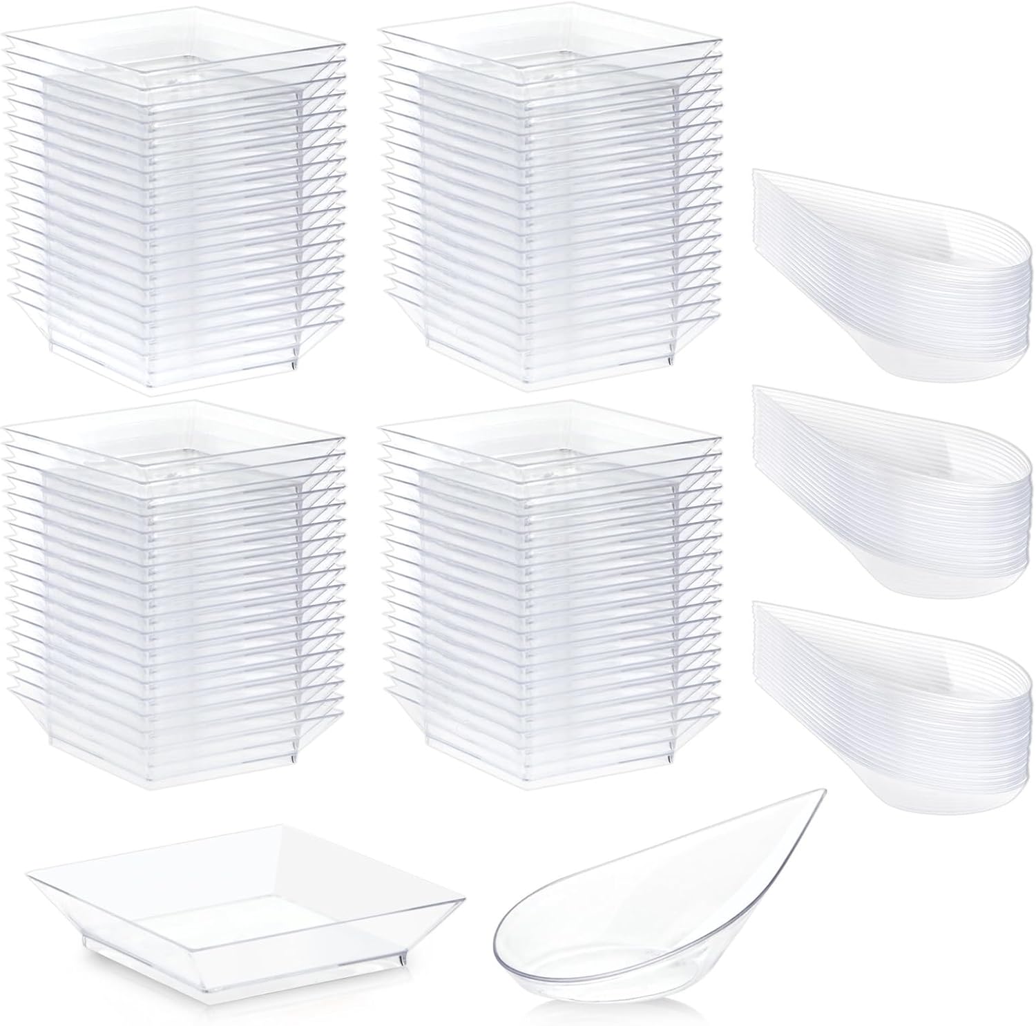 Juvale 72-Piece Mini Appetizer Set - Clear Plastic Plates and Tear Drop Spoons