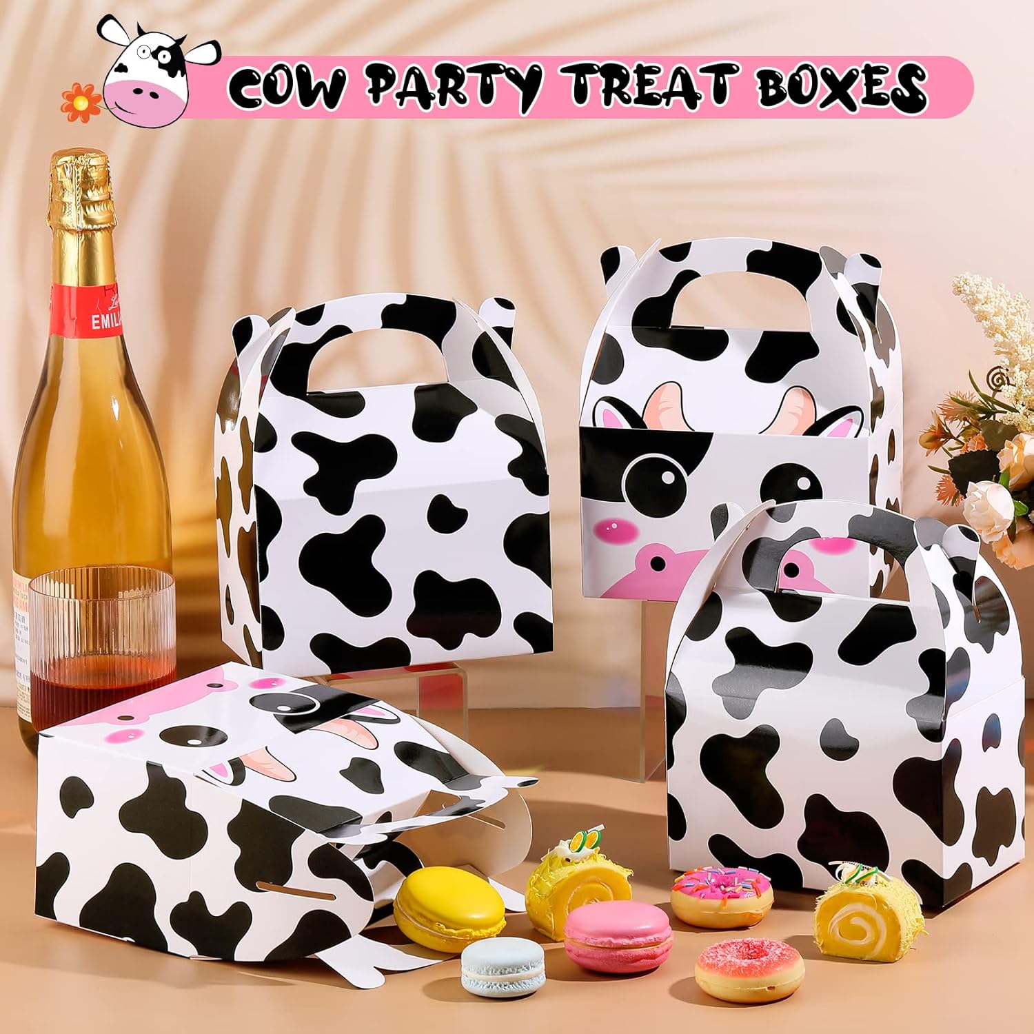 24 Pack Cow Party Treat Boxes for Farm Animals