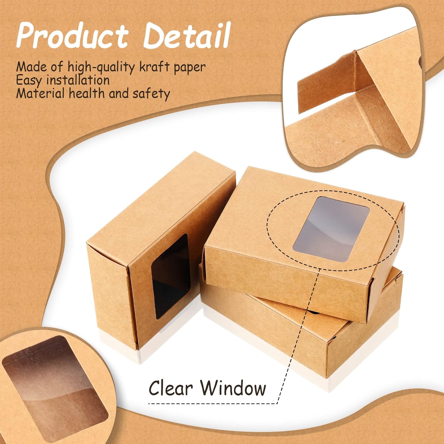 Spakon 30 Pcs Mini Kraft Soap Boxes with Window