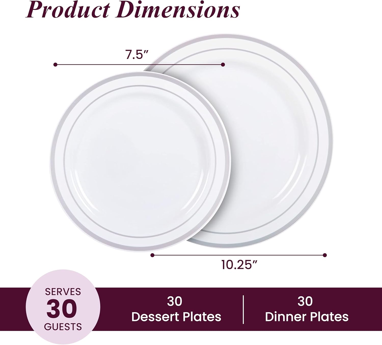 Ayas 60 Silver Rimmed Plastic Plates Set
