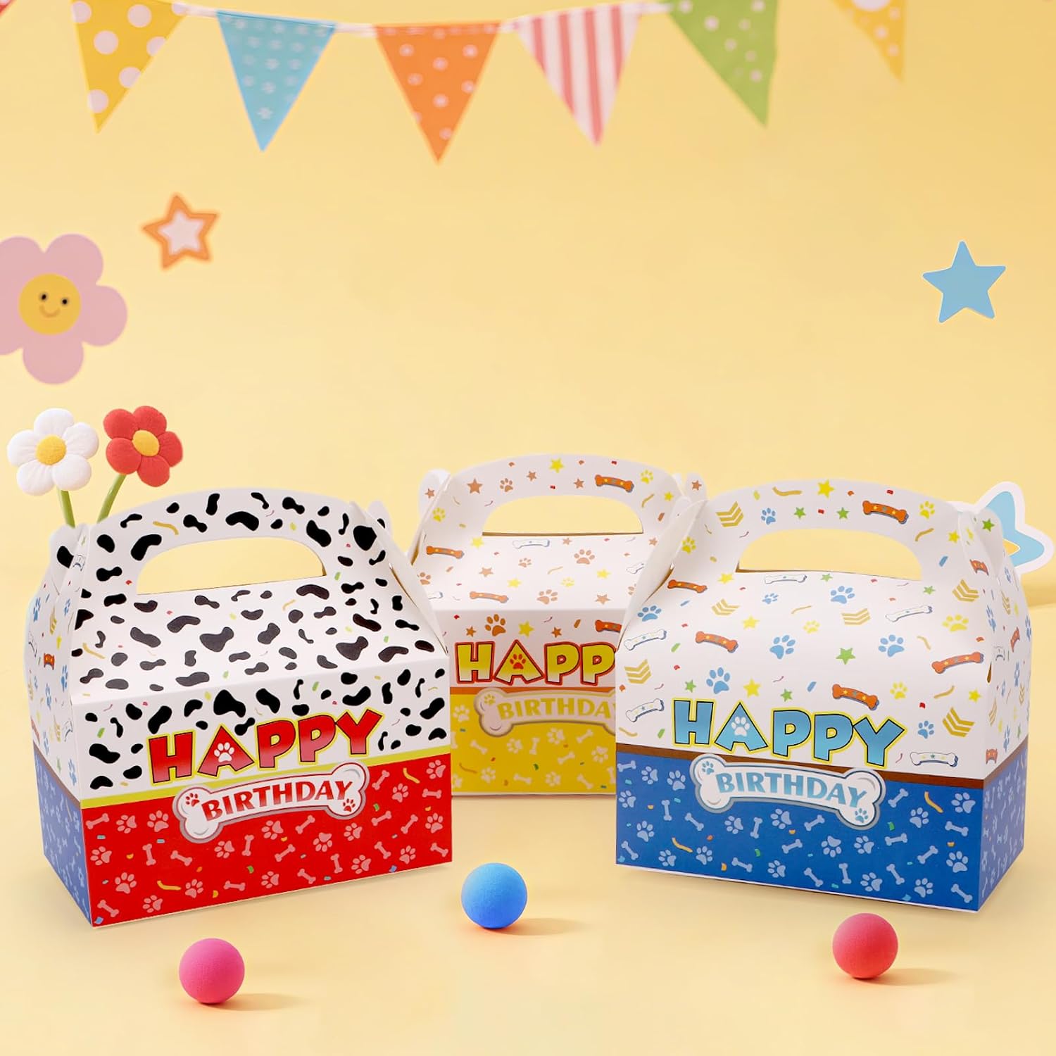 24 Pack Cartoon Dog Paw Treat Boxes for Birthday Parties