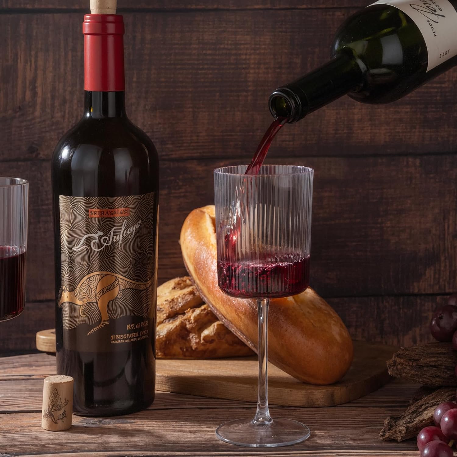 Ciaell 12PCS Plastic Ribbed Wine Glasses with Stem