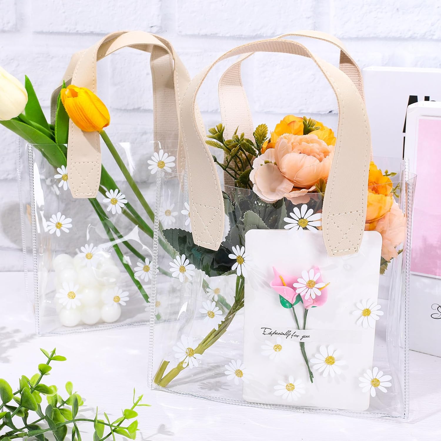 Whaline 12Pcs Clear PVC Gift Bags with Handle