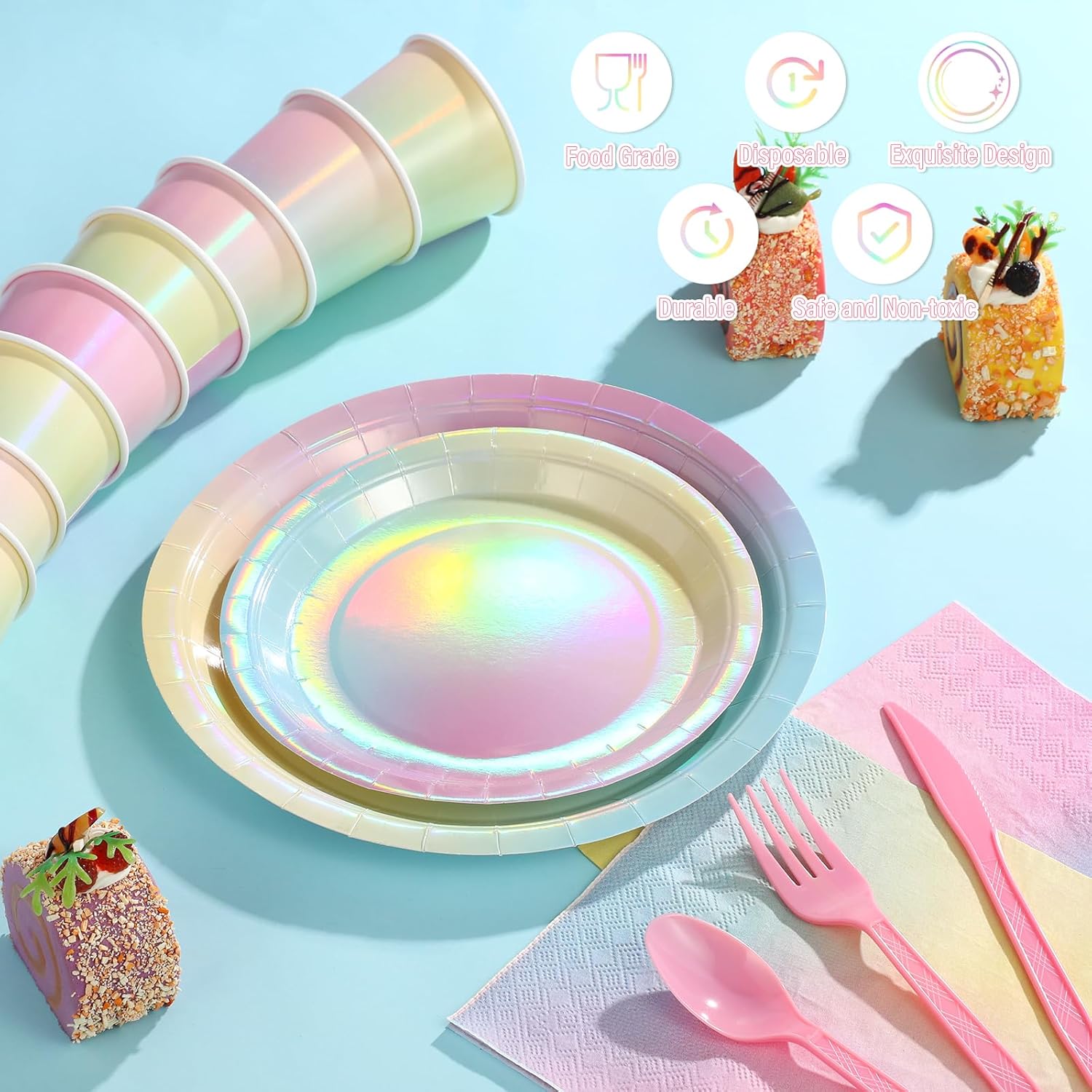 Iridescent Rainbow Party Decorations for 25 Guests