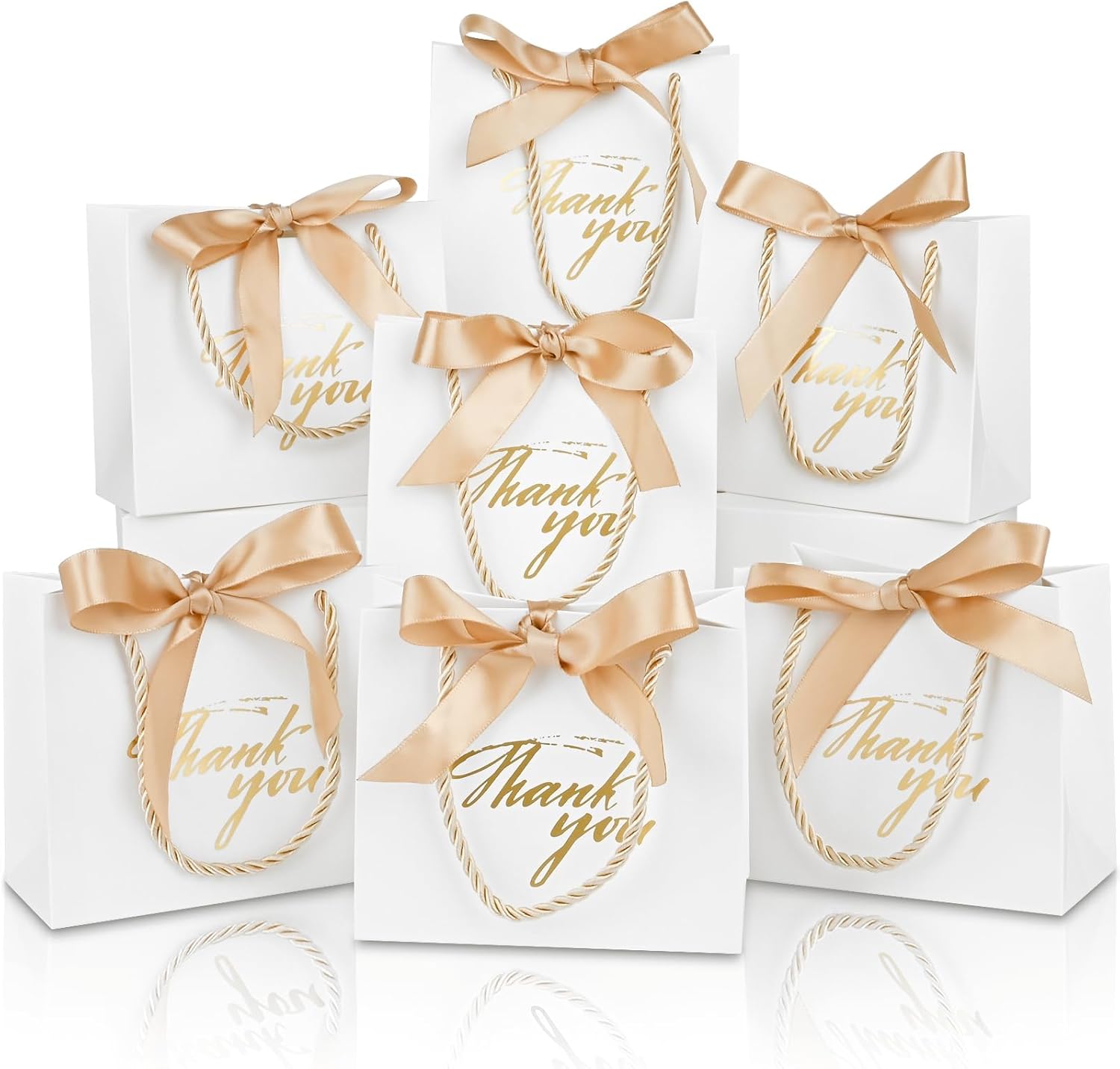 Mauproy 20 Pack Small Thank You Gift Bags with Handles and Ribbons