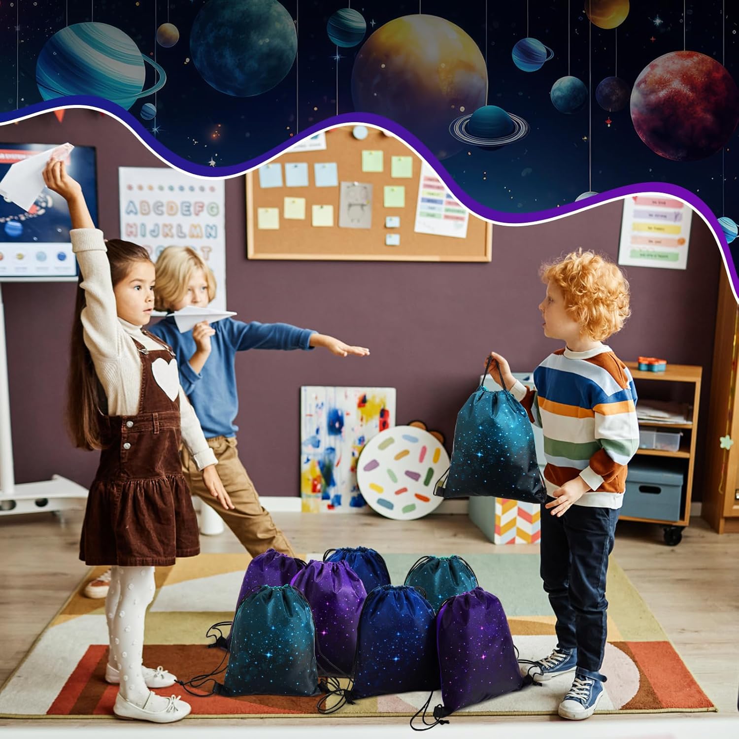 Censen 24 Pcs Starry Sky Drawstring Bags Set