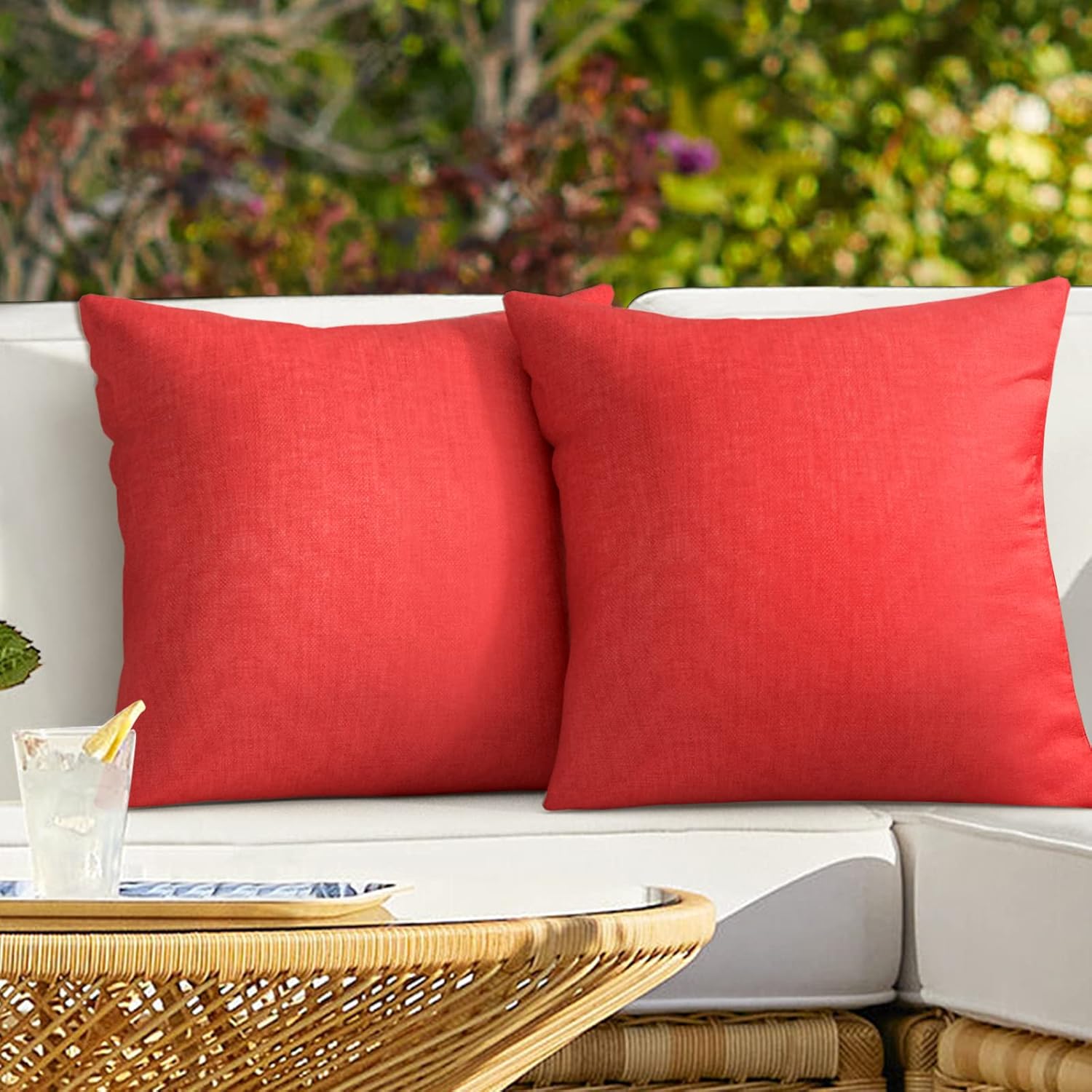 Pack of 2 18x18 Inch Red Waterproof Pillow Covers