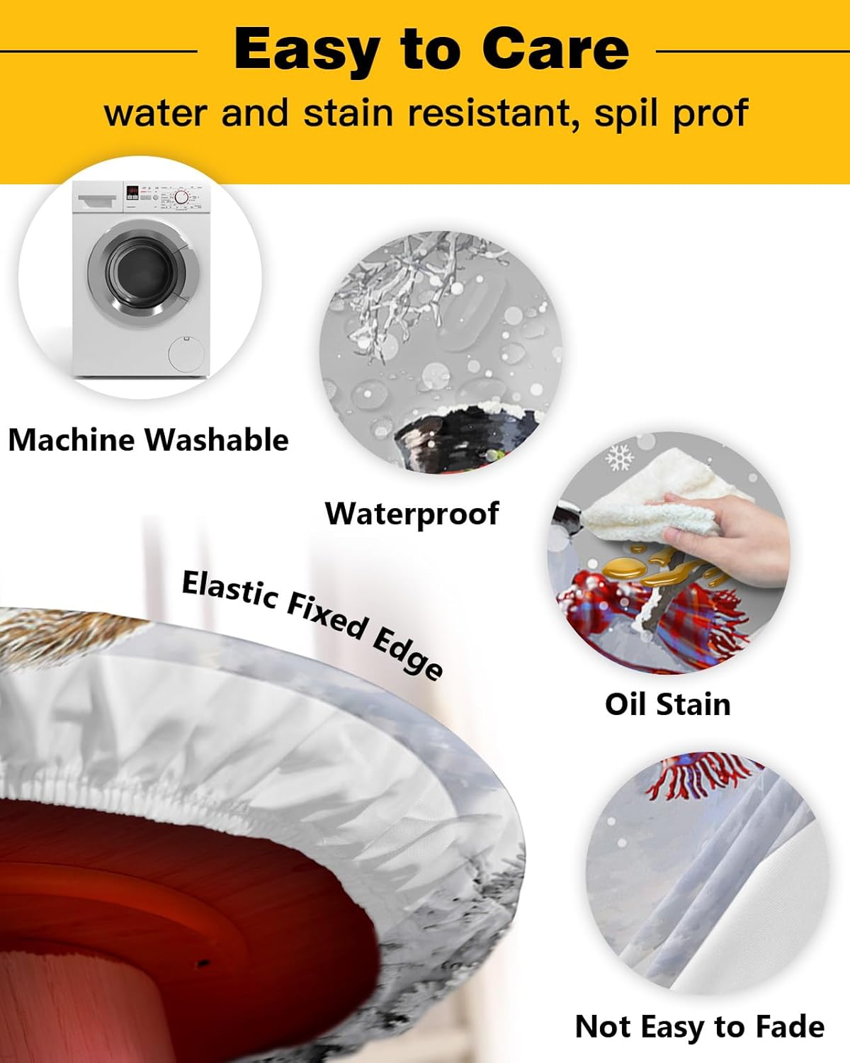 Winter Fantasy Snowman Round Waterproof Table Cover