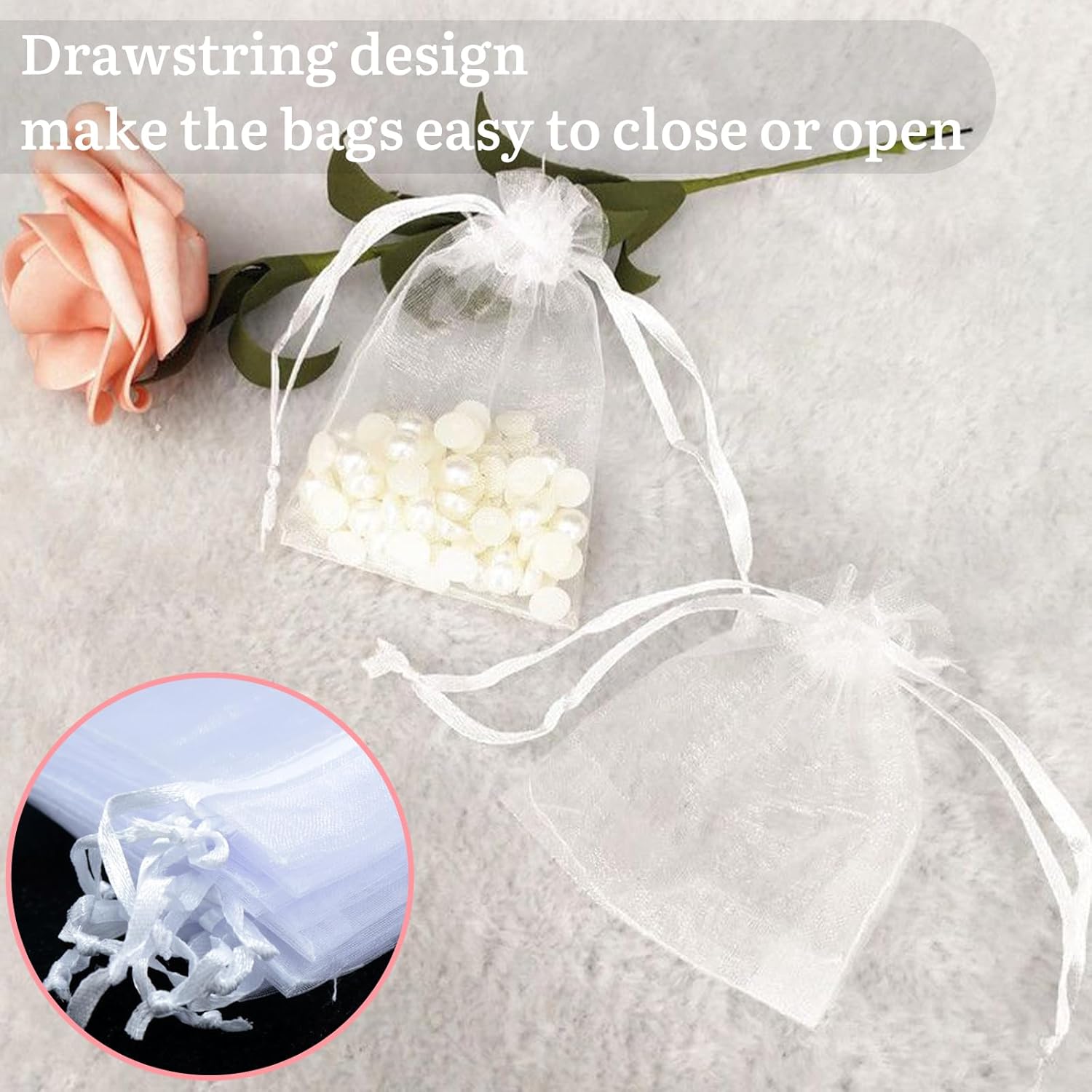 100PCS Sheer Organza Bags With Drawstring for Wedding Favor