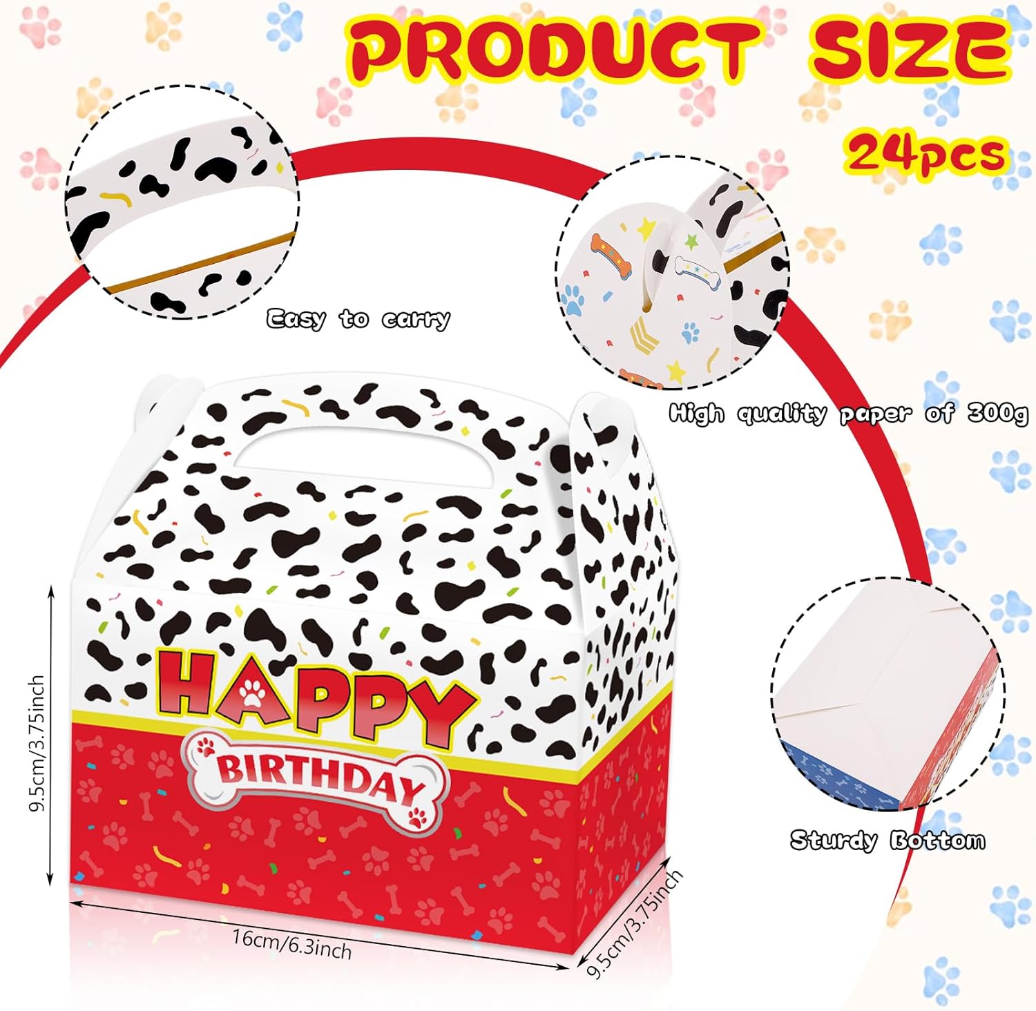 24 Pack Cartoon Dog Paw Treat Boxes for Birthday Parties