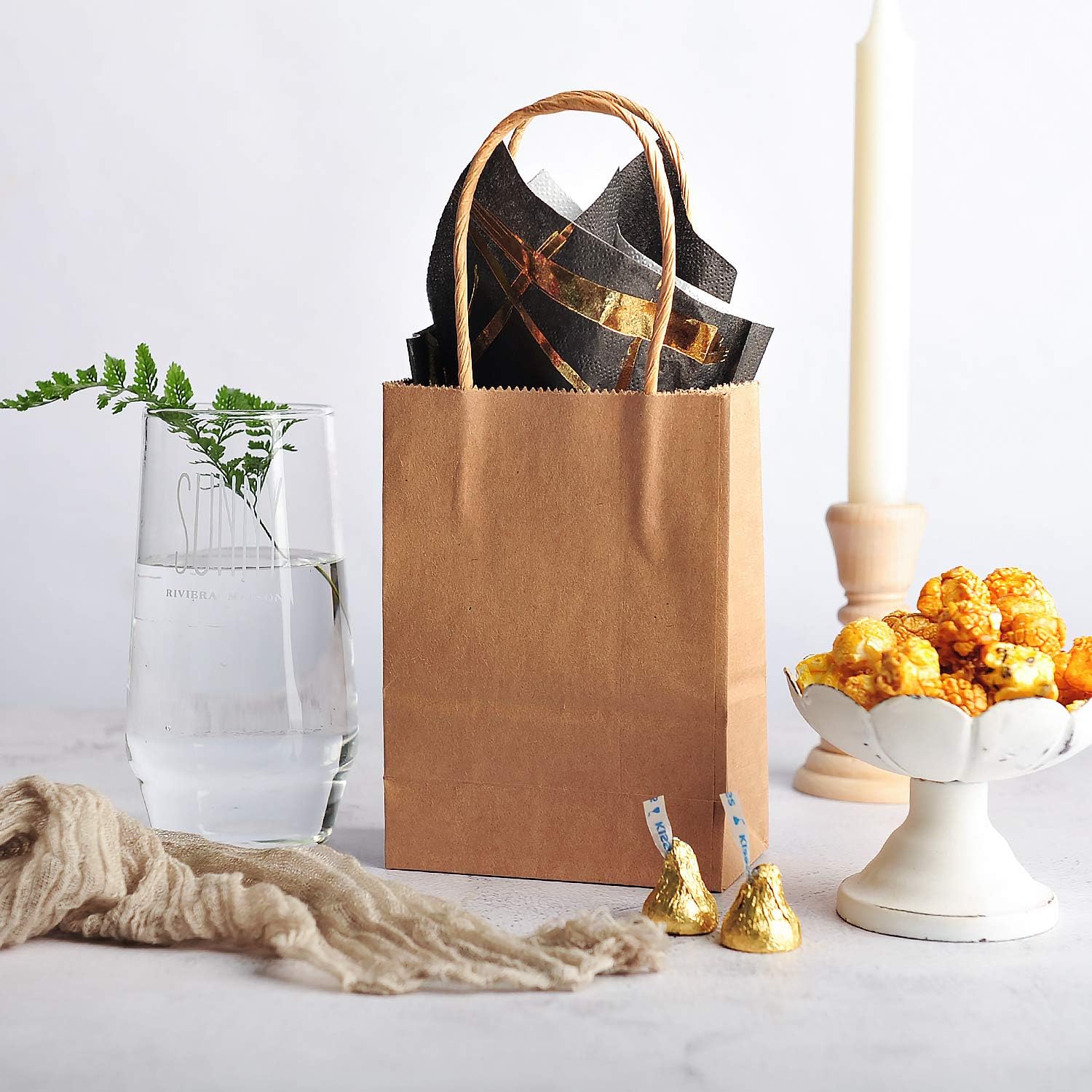 AWELL Mini Kraft Paper Bag with Handle for Party Favor Gifts