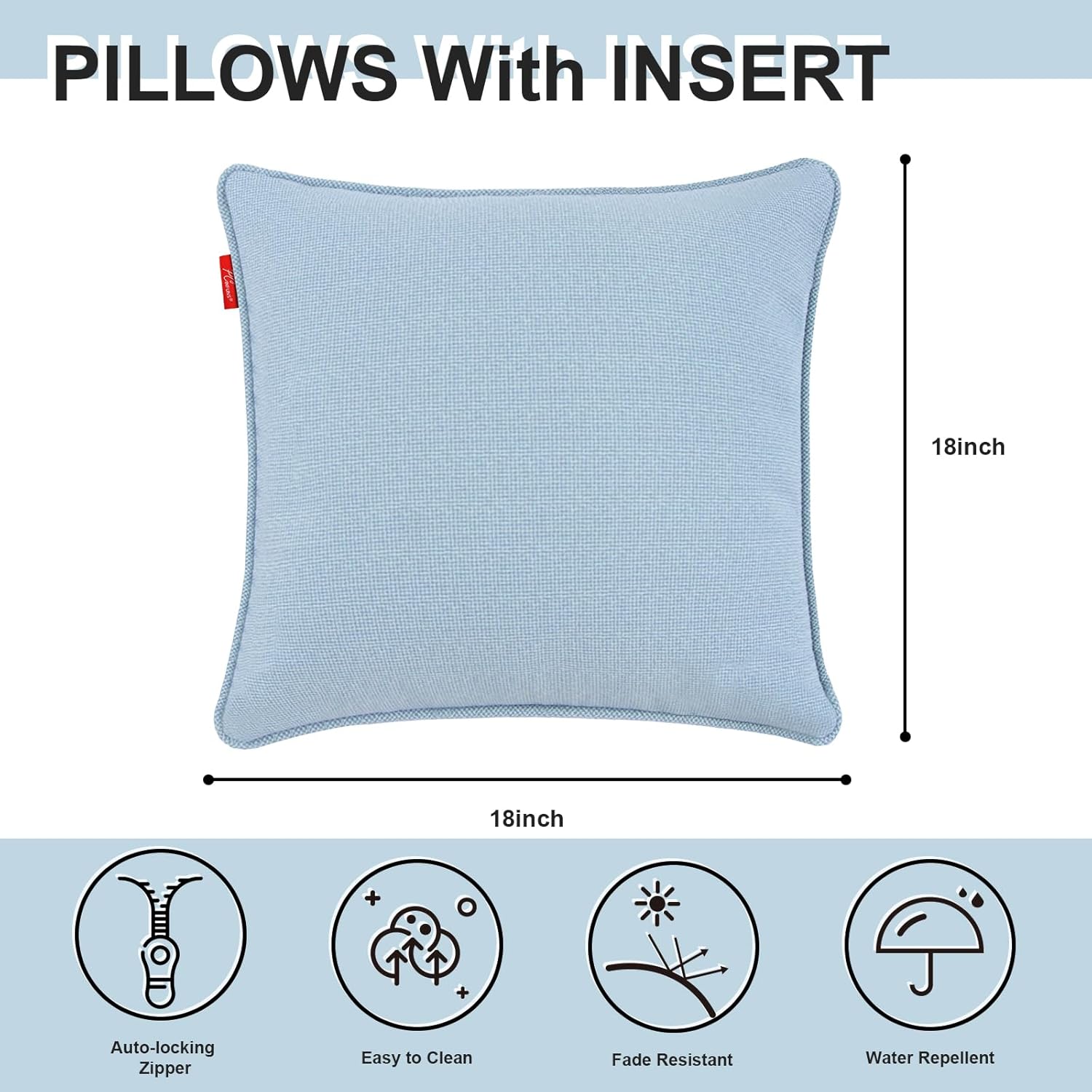 Pcinfuns Light Blue Outdoor Throw Pillows 2 Pack