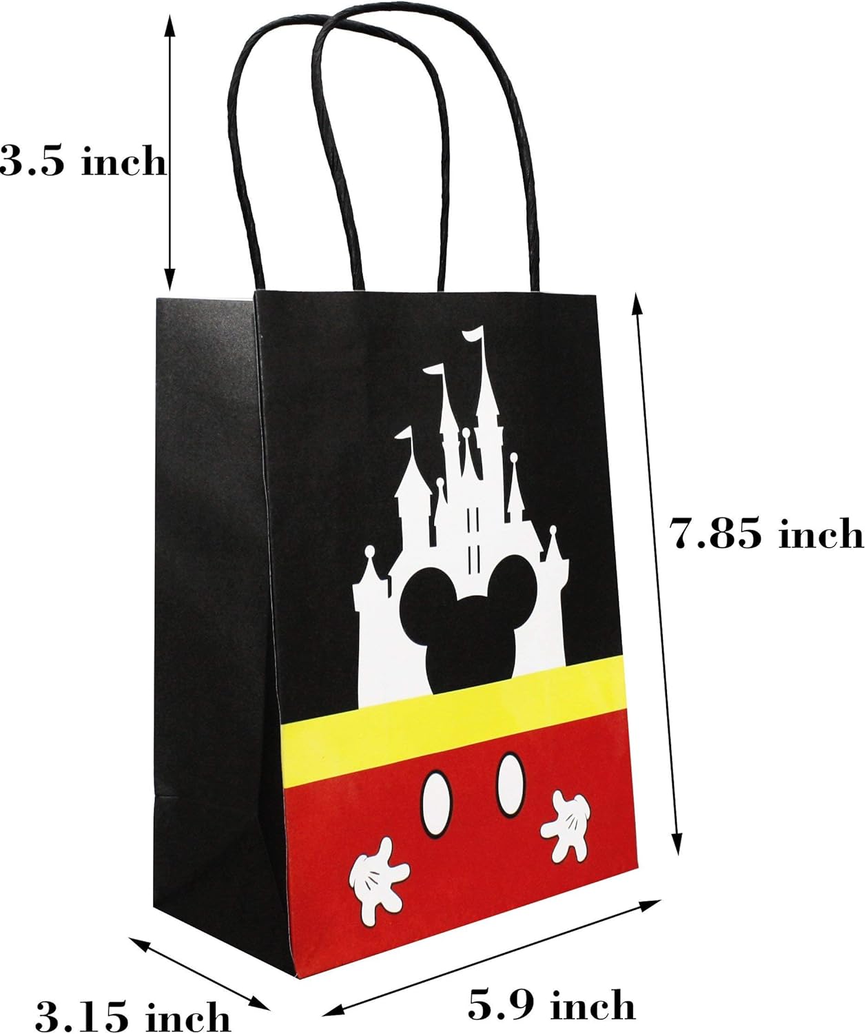 MOAXMOA Mickey Mouse Theme Treat Bags with Handles - 12PCS