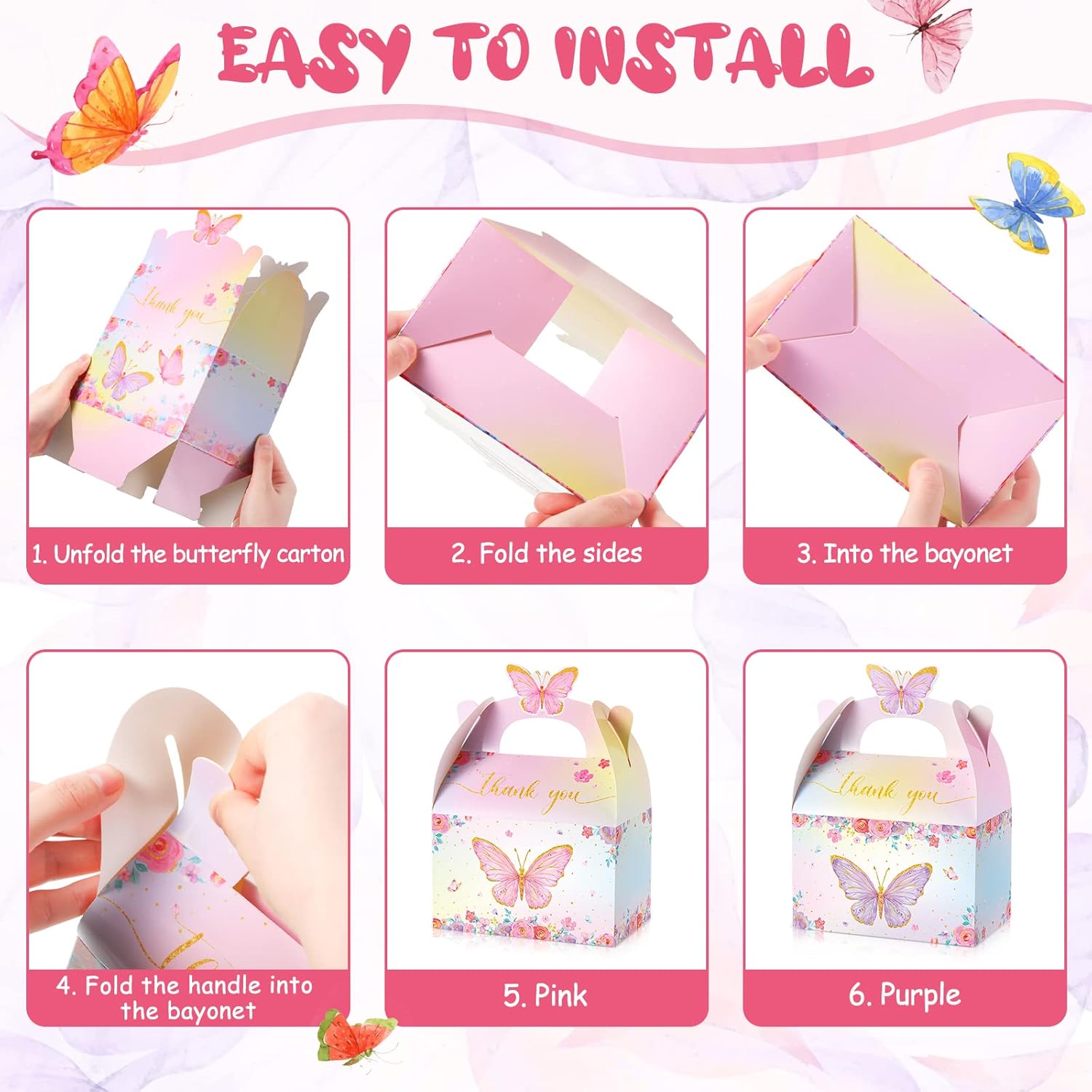 Nezyo 24 Pcs Butterfly Party Favor Treat Boxes