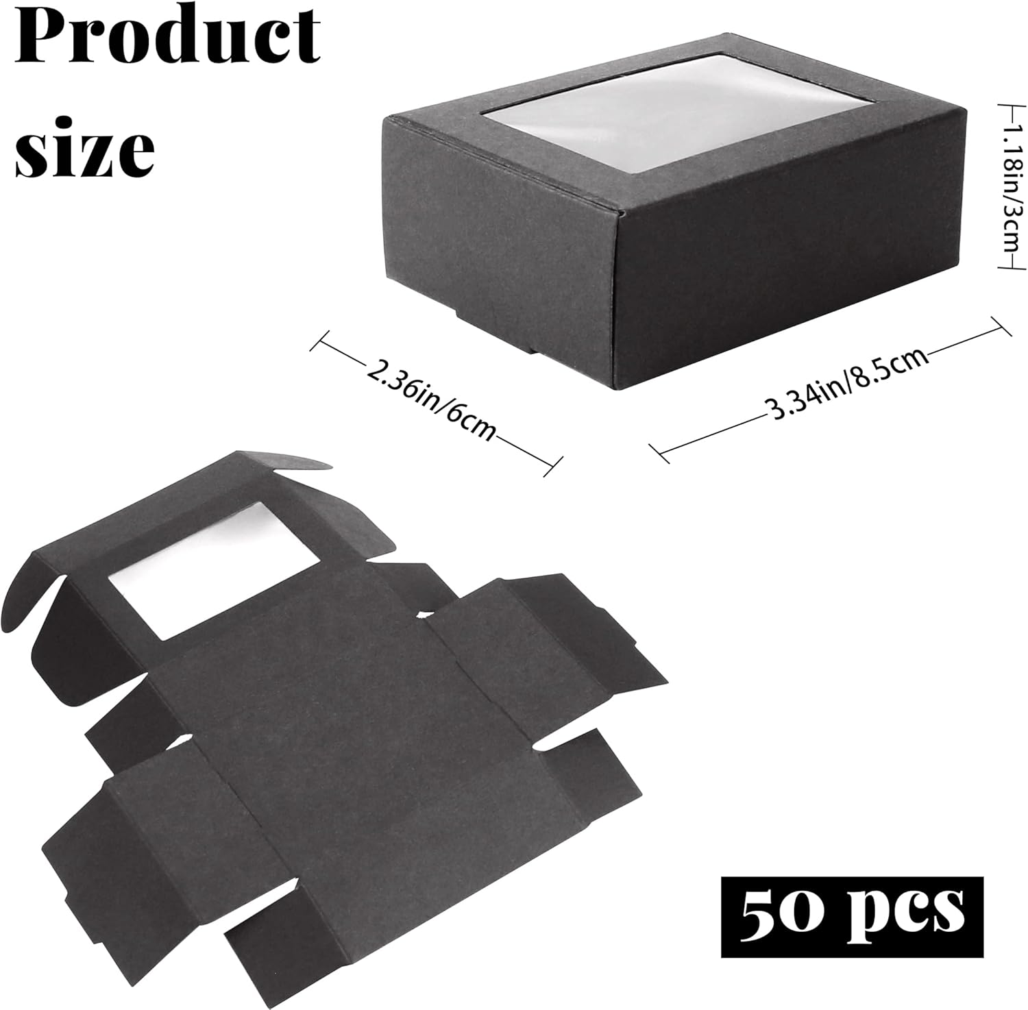 BadenBach 50-Pack Mini Kraft Gift Boxes with Clear Windows