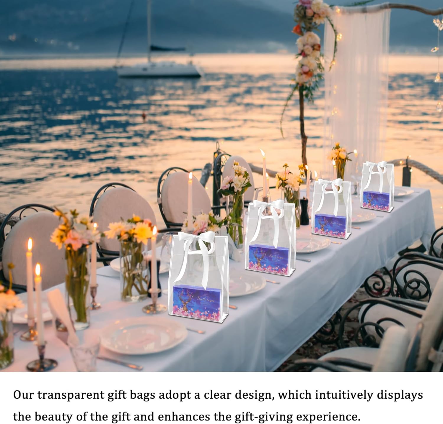 15 Pack Clear Plastic Gift Bags with Handle