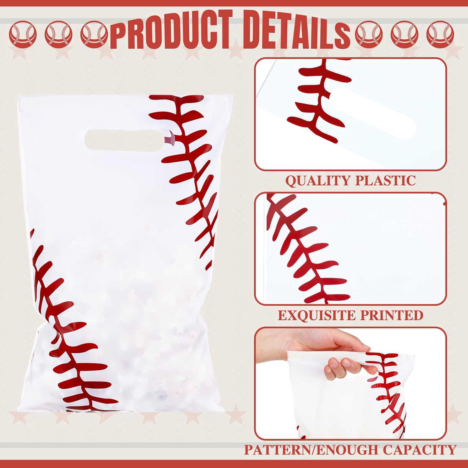 Yeaqee 50 Pack Baseball Gift Bags with Handle