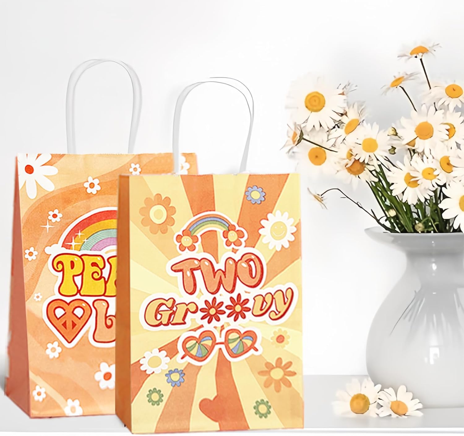 Czwxoxo 24 Pcs Groovy Retro Party Favor Bags