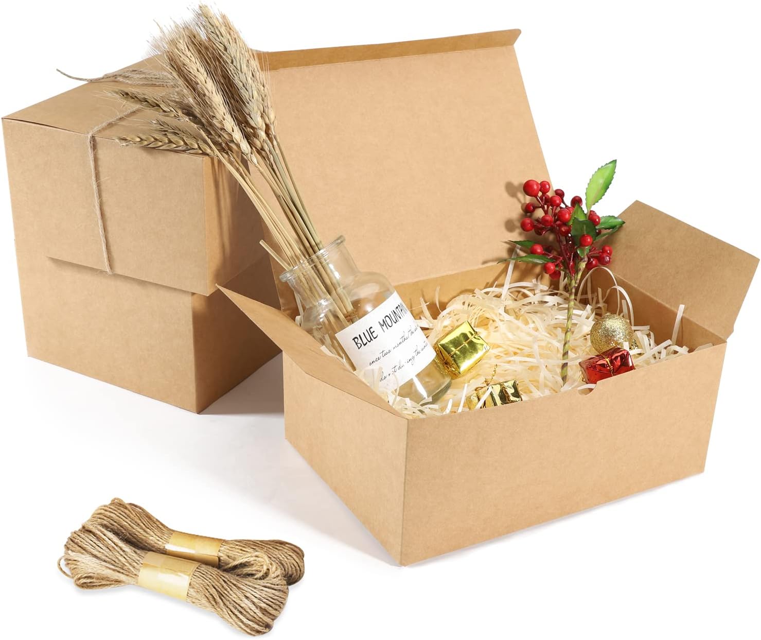 10 Pack Brown Gift Boxes with Twine for Events