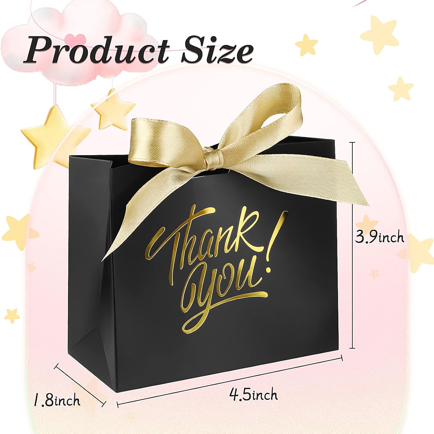 Small Thank You Gift Bags 60 Pack Gold Foil Bow Ribbons
