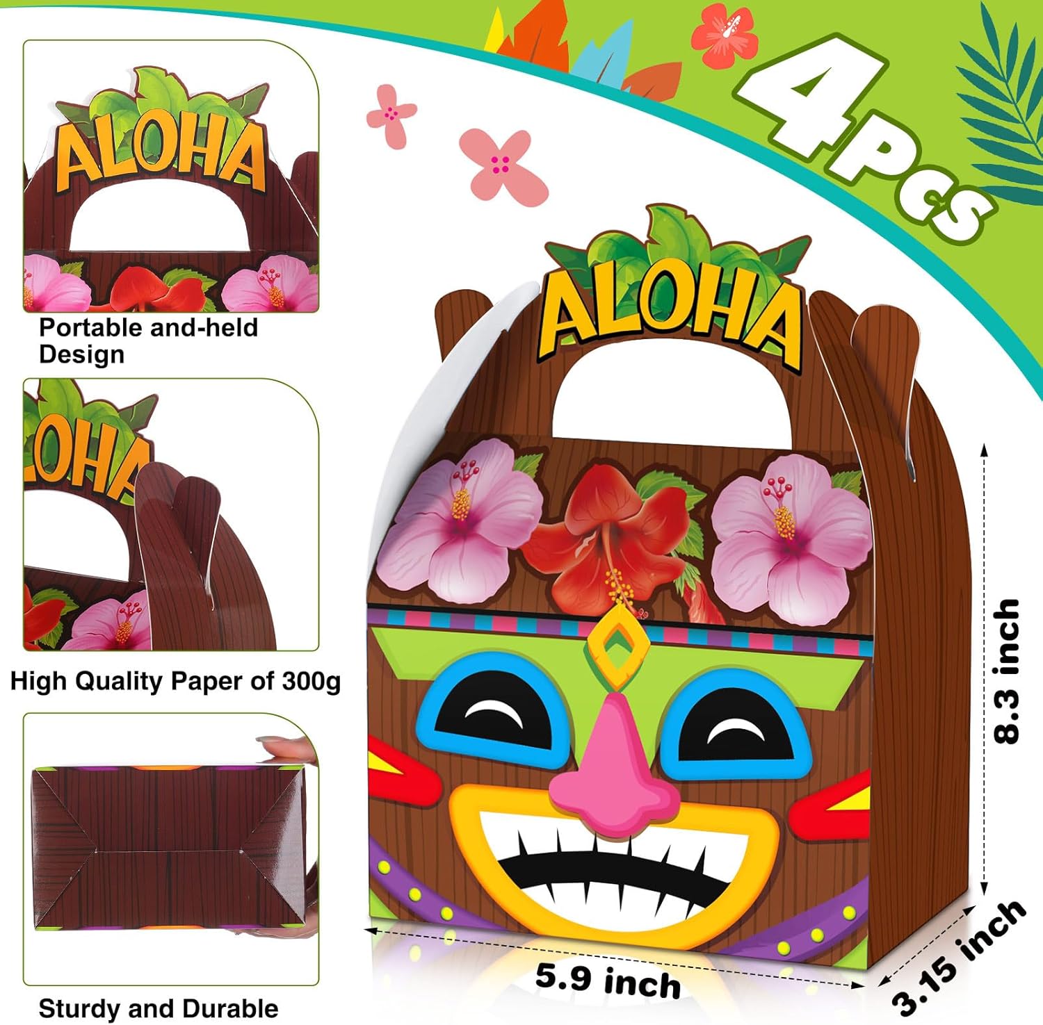 Glenmal 24 Pcs Tiki Luau Treat Boxes with Handles 1