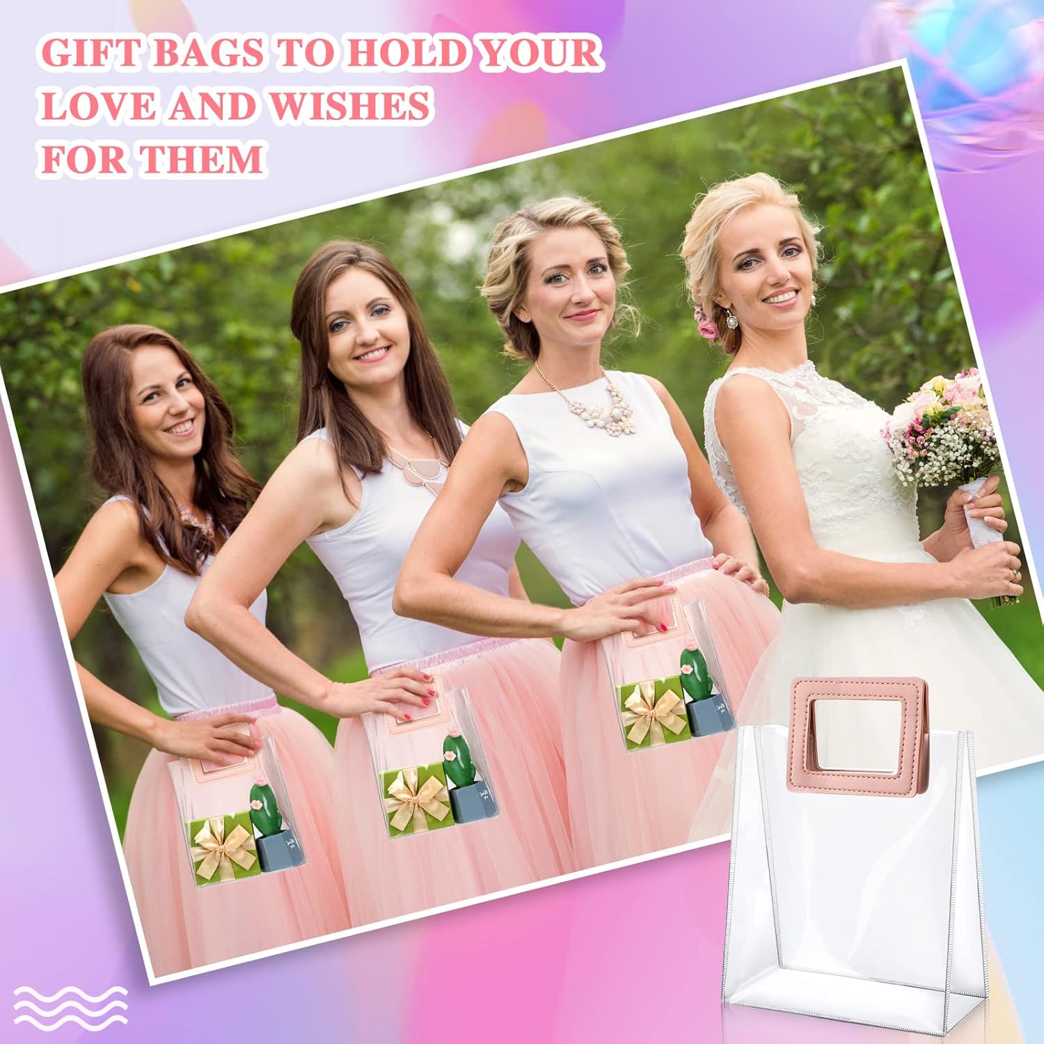 15 Pack Clear Gift Bags with Handles for Events