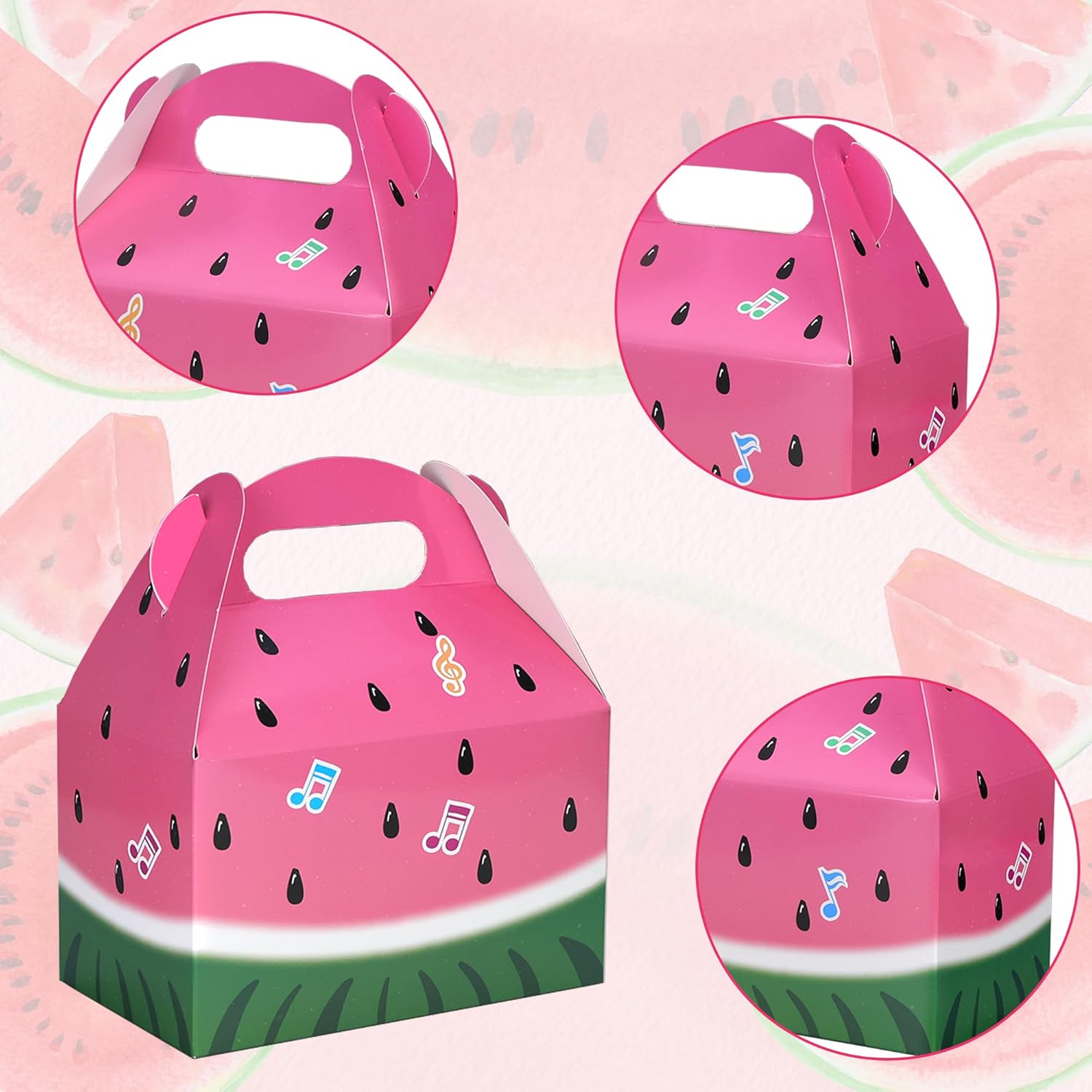 Caoekego Cartoon Melon Party Snack Boxes 16PCS Watermelon Theme Goodie Bags