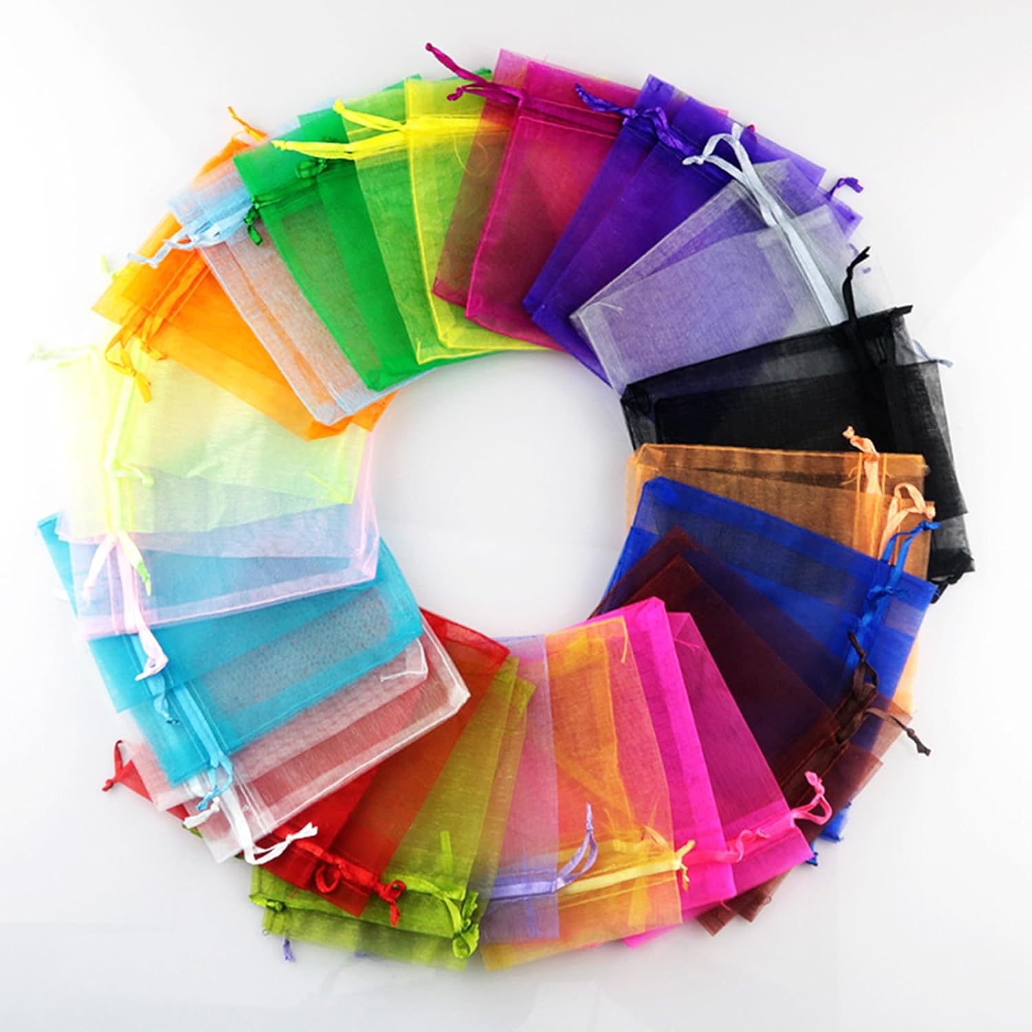 100PCS Sheer Organza Bags With Drawstring for Wedding and Party Favor