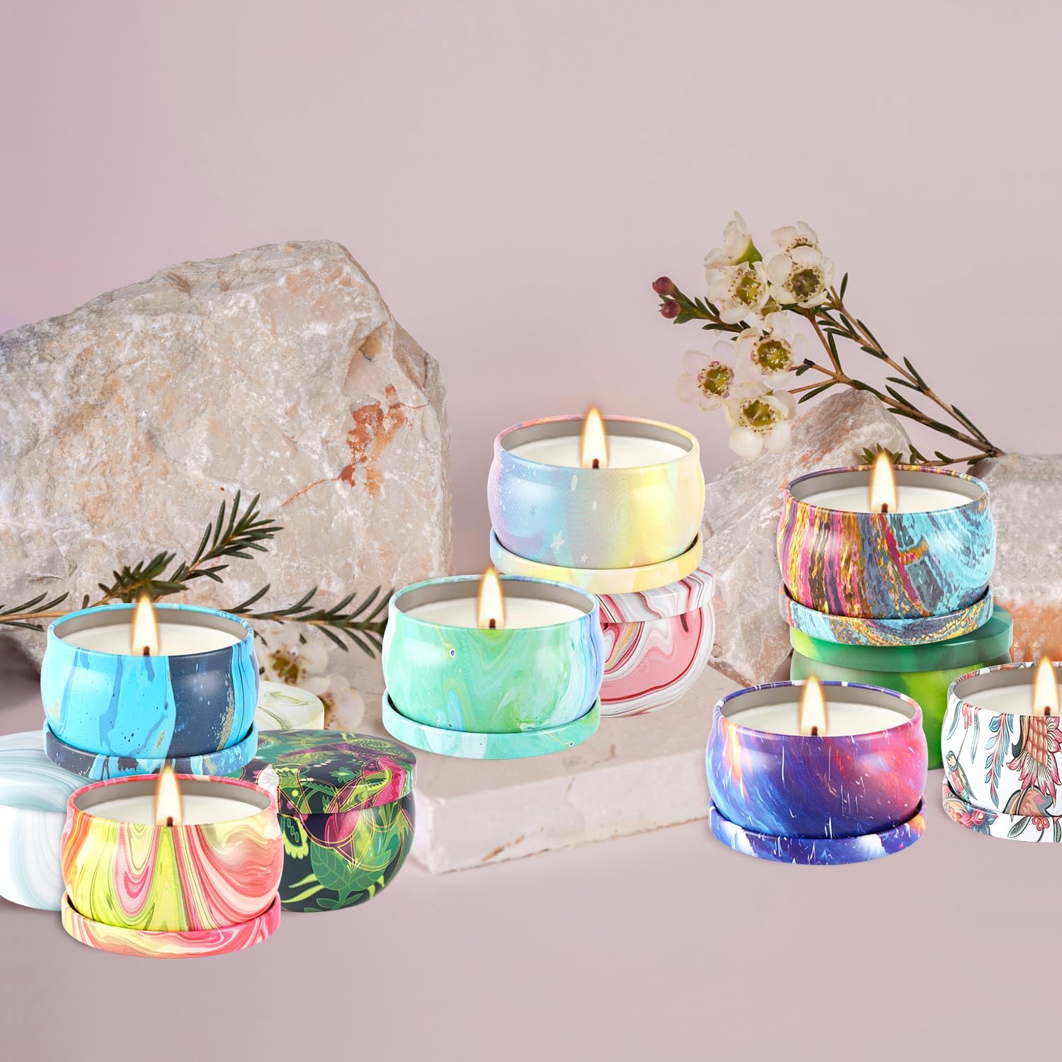 Onebird Set of 36 Aromatherapy Candles with Natural Soy Wax and Essential Oils