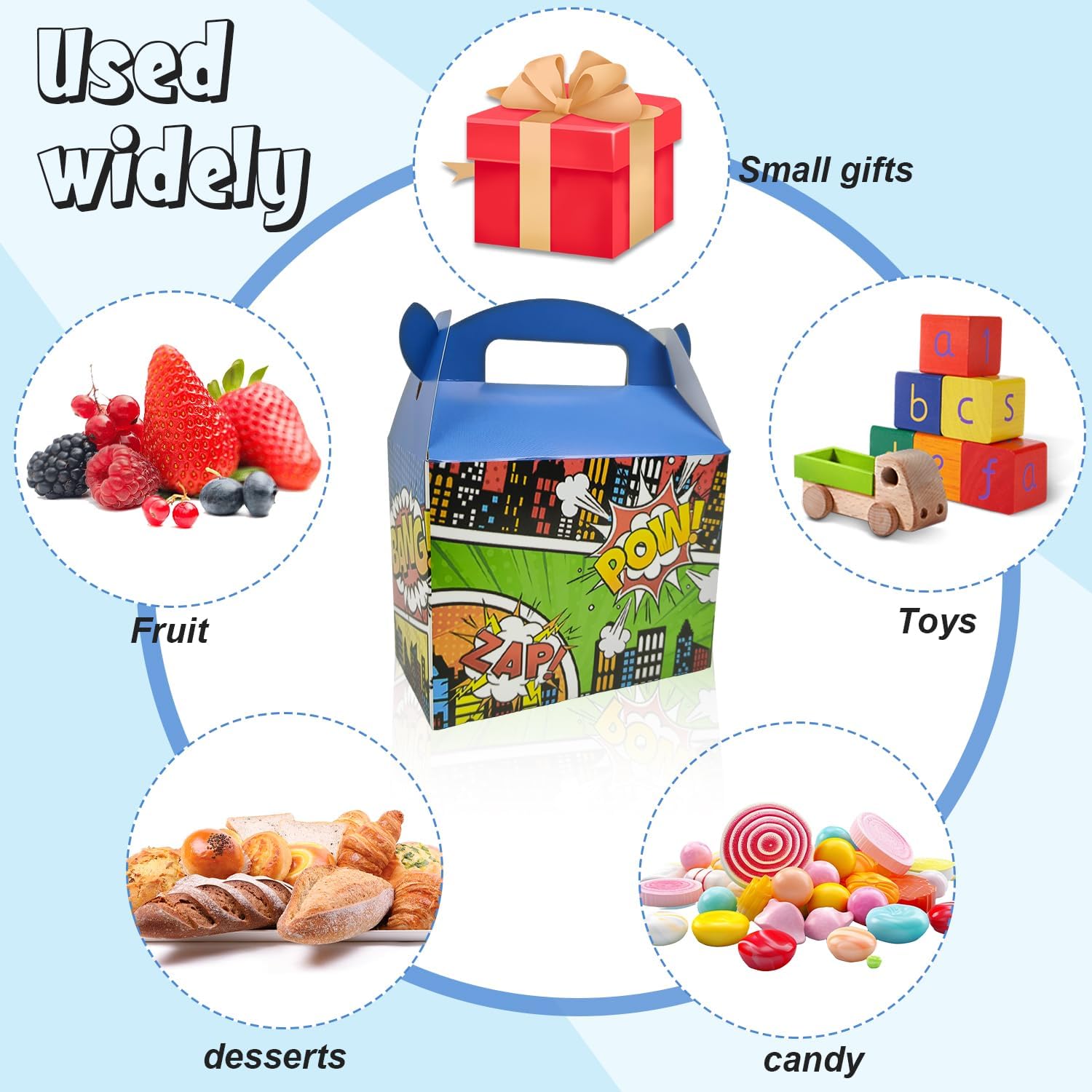 10PCS Super City Heroes Theme Party Treat Boxes with Handles