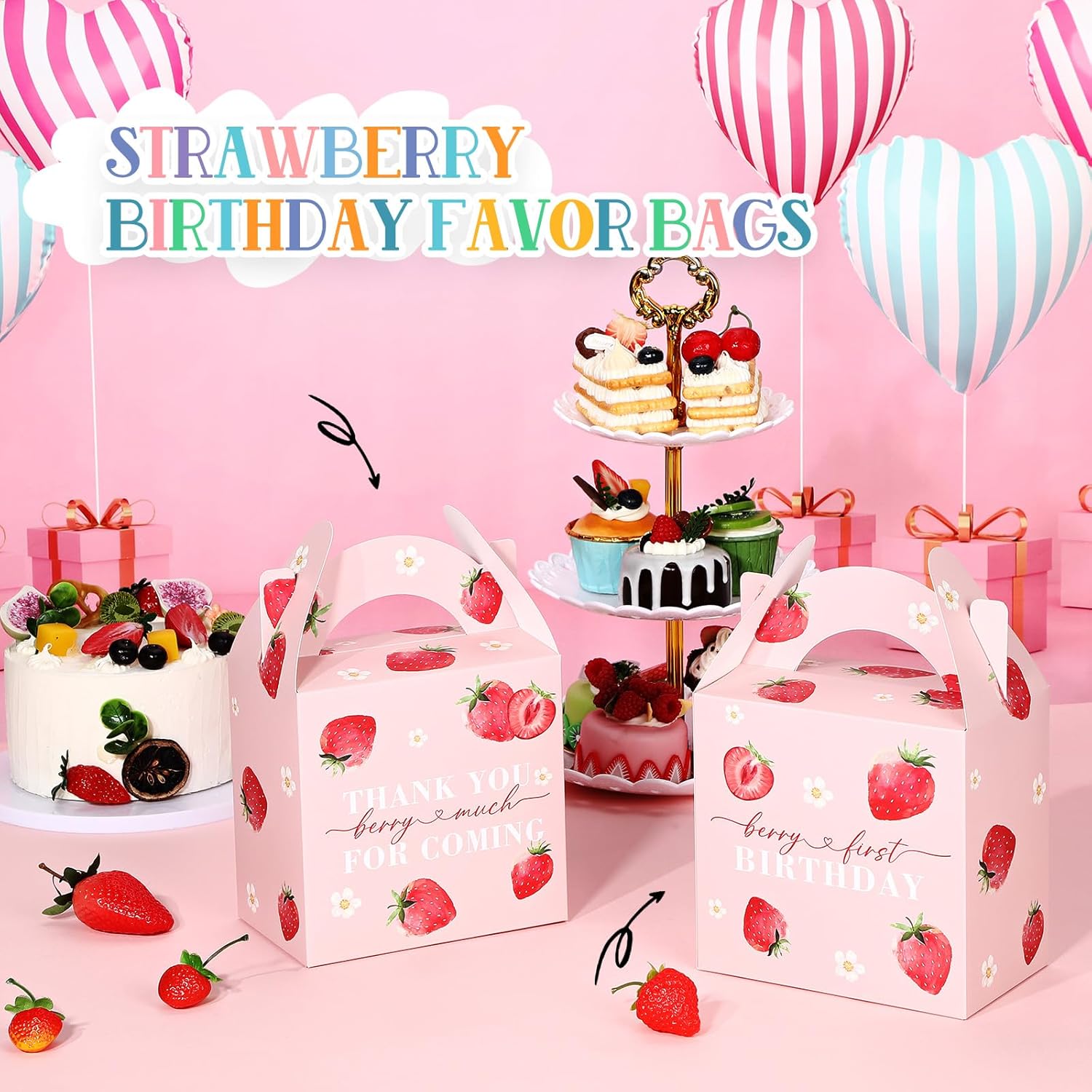 Sinload 12 Pcs Strawberry Treat Gift Boxes