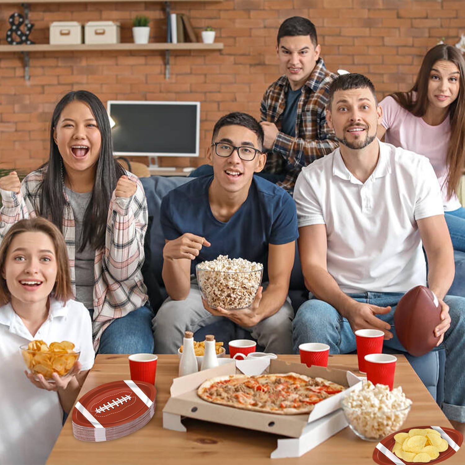 50Pcs Football Shaped Disposable Paper Plates