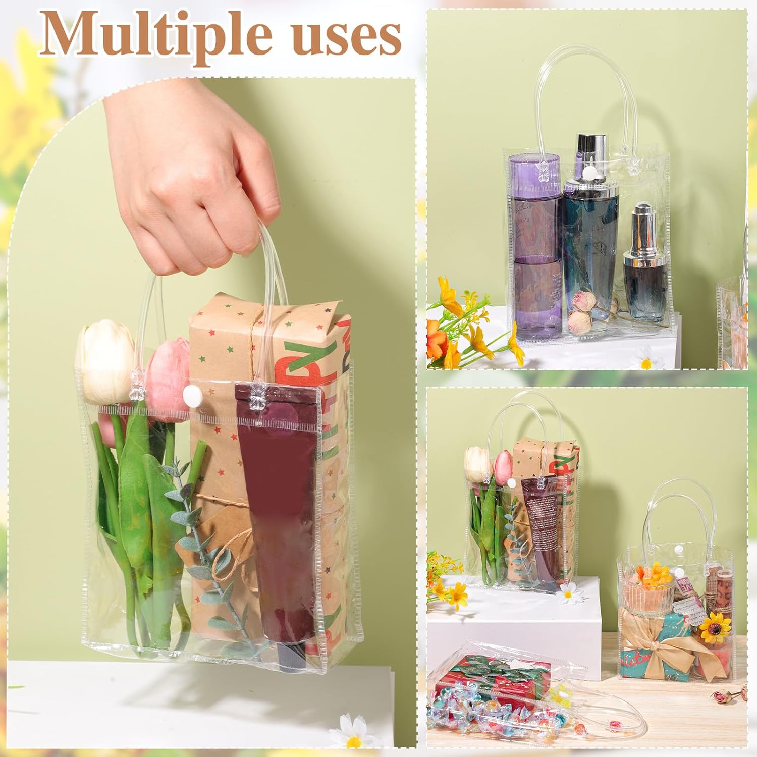 BESARME 60 Pack Clear Gift Bags with Handle